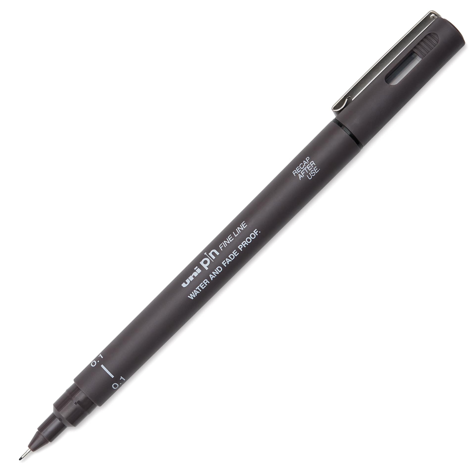 Uni Pin Fine Liner Pen - 0.1 mm, Dark Grey, cap off