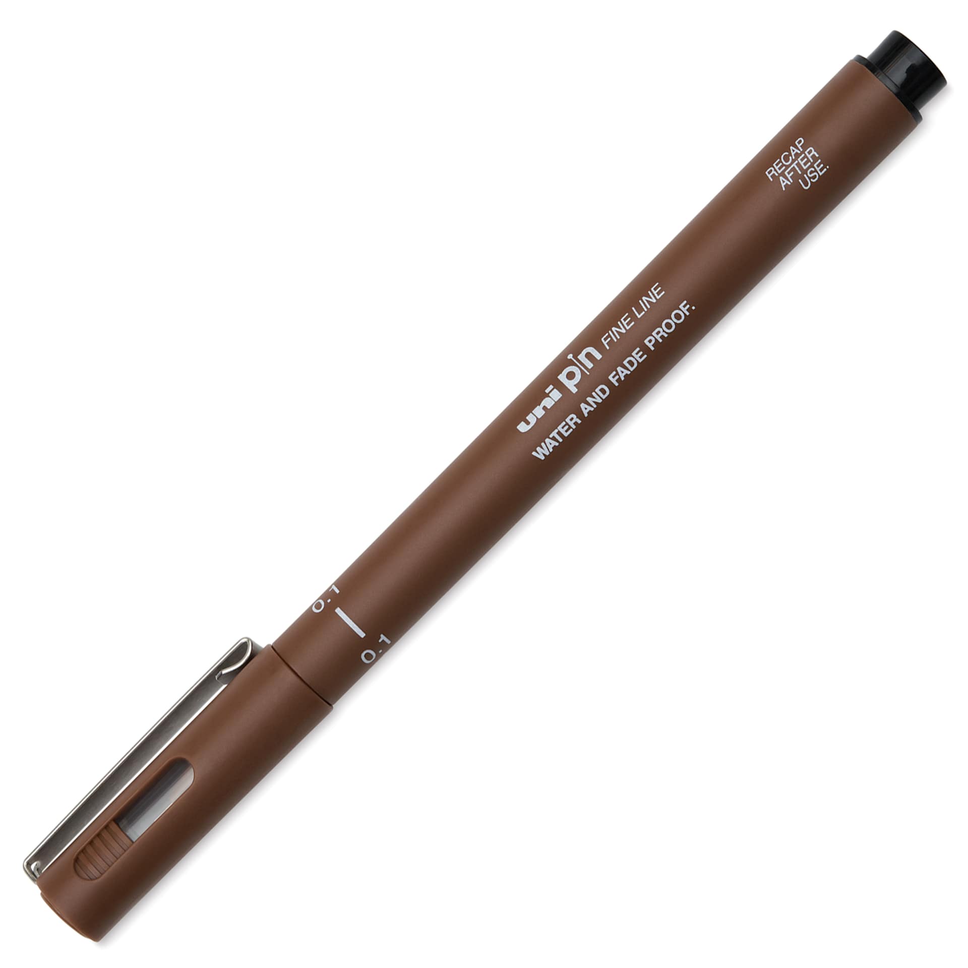 Uni Pin Fine Liner Pen - 0.1 mm,  Sepia, cap on