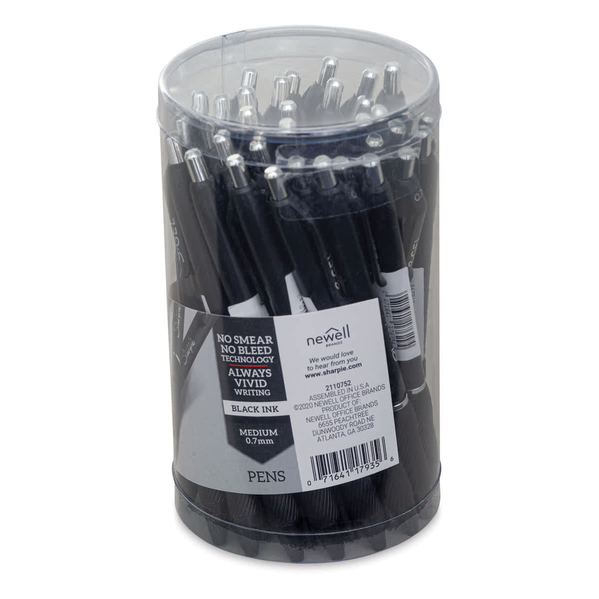 Sharpie S-Gel Pens - Black, 0.7 mm, Pkg of 36, back of the container