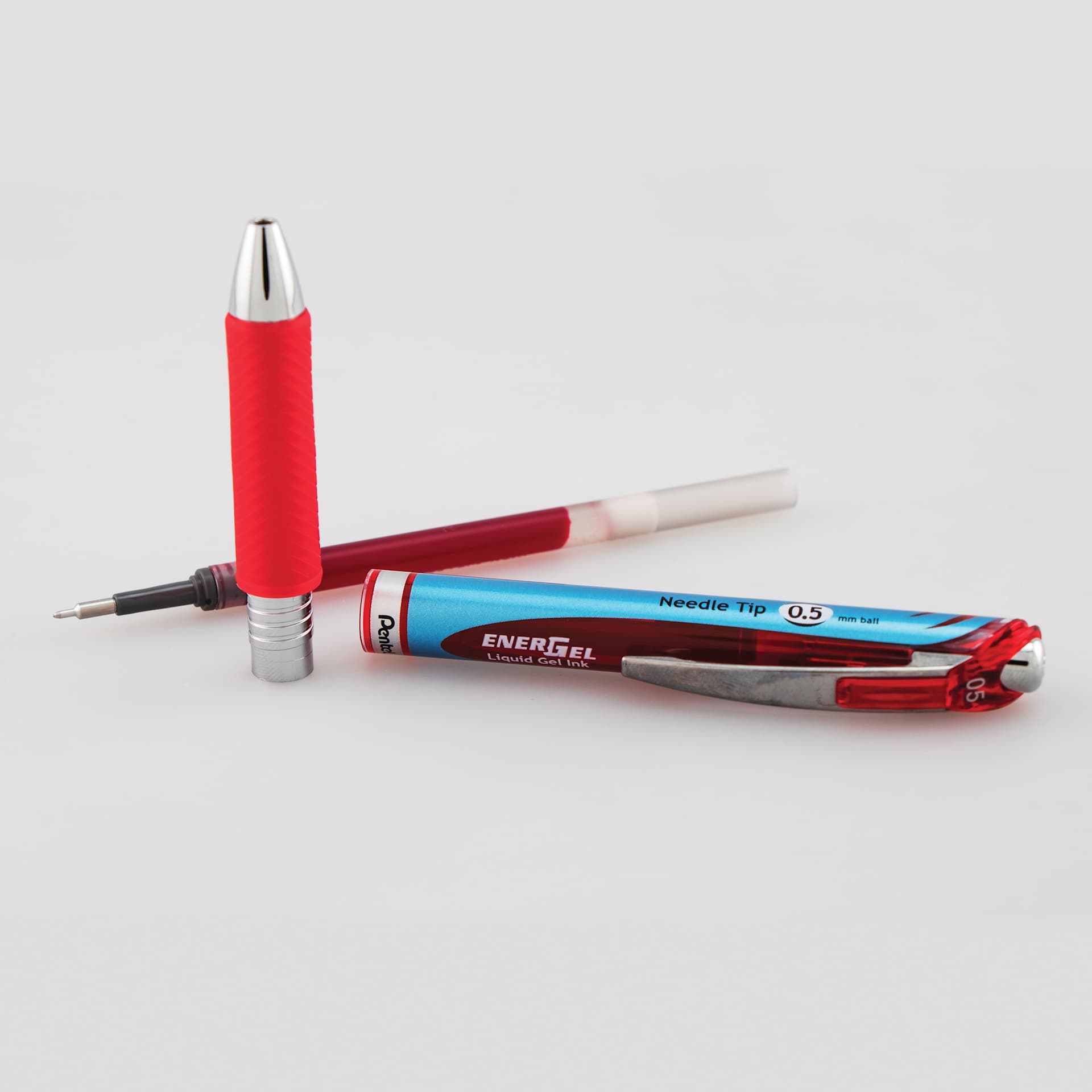 Pentel EnerGel RTX Gel Pen - Red, 0.5 mm, disassembled