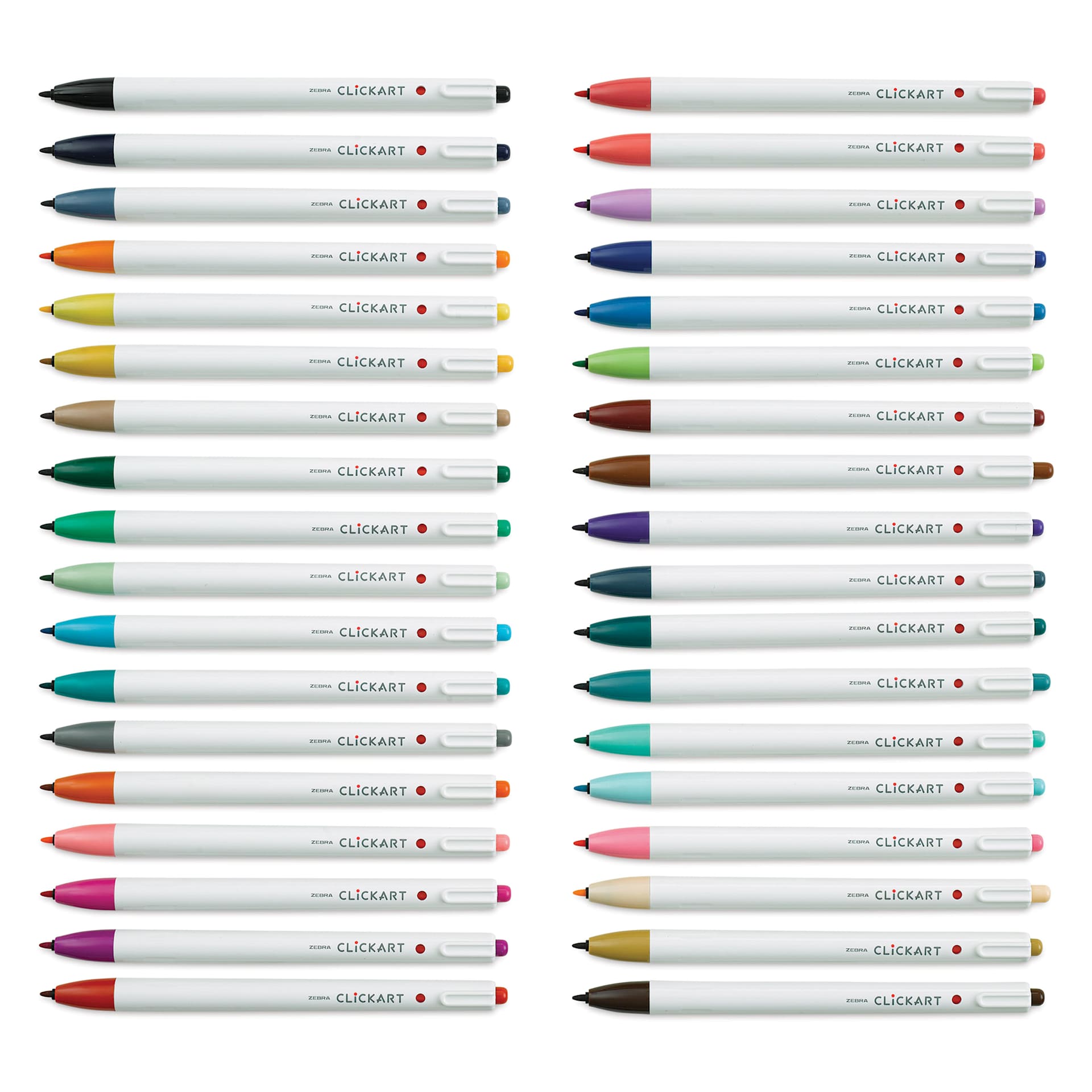 Zebra ClickArt Retractable Markers - Set of 36 (set contents)