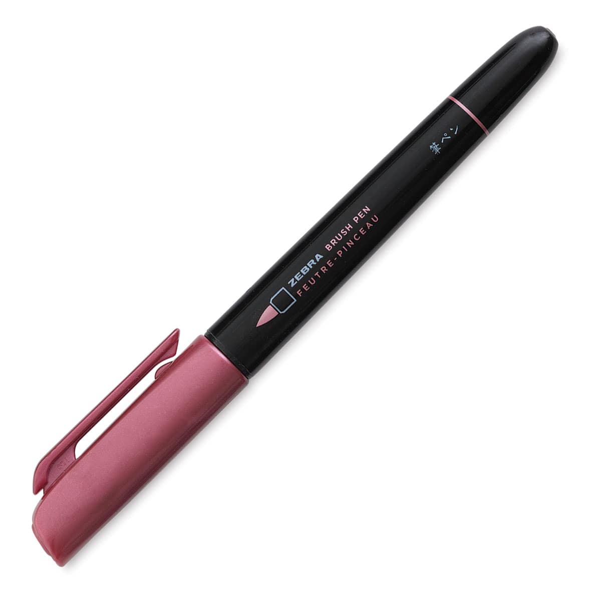 Zebra Metallic Brush Pen - Pink - with cap on