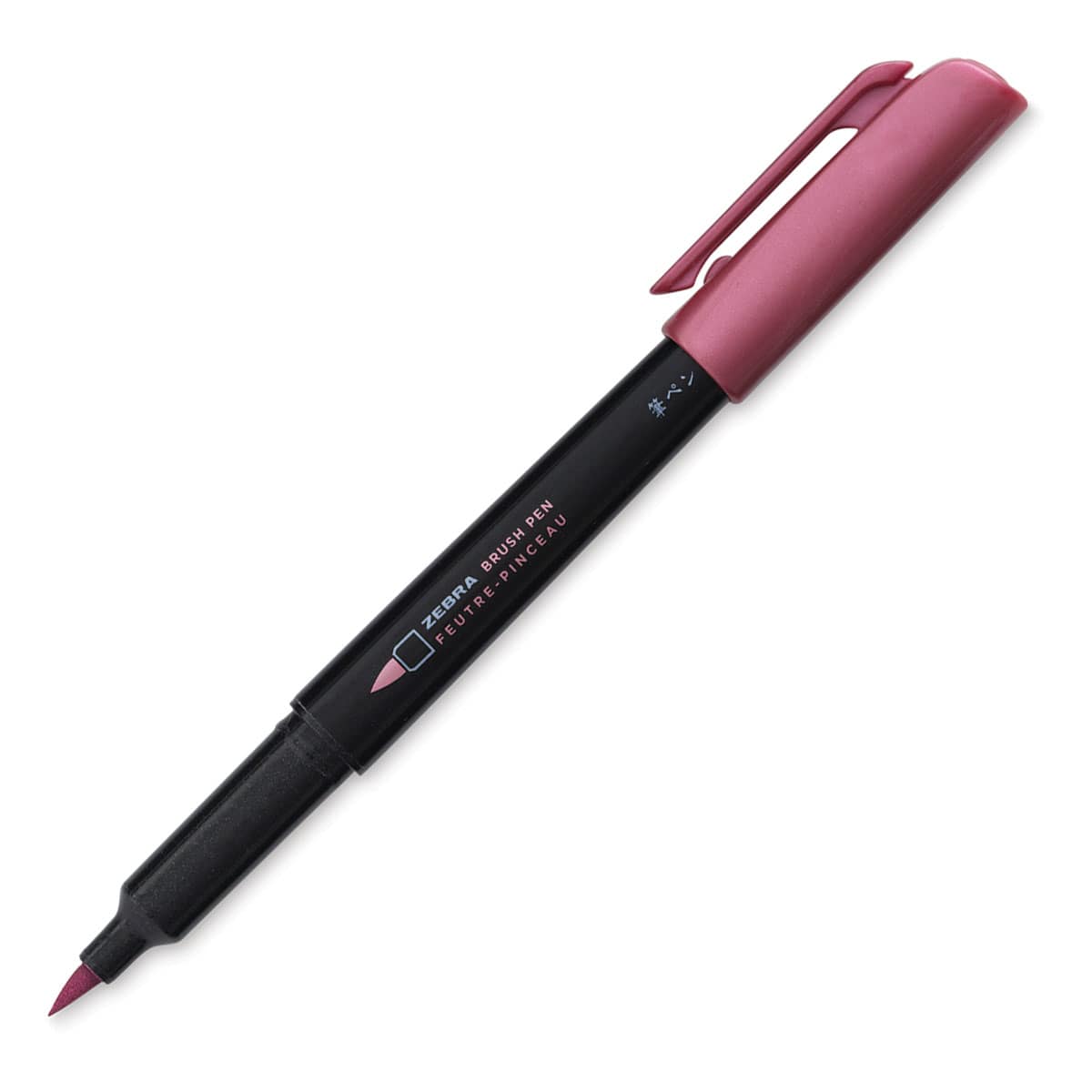 Zebra Metallic Brush Pen - Pink - with a cap off