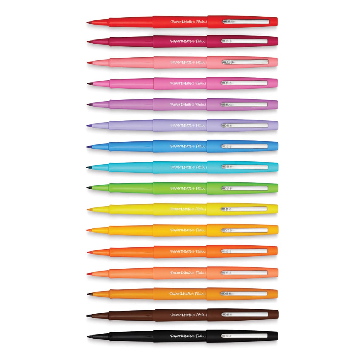Paper Mate Flair Scented Pens - Sunday Brunch, Set of 16, pen markers laid out