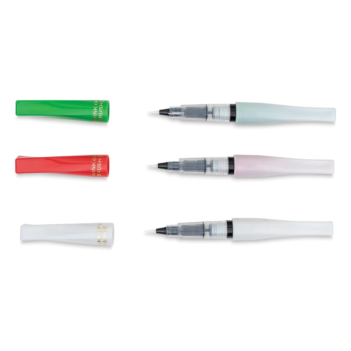 Kuretake Zig Wink of Stella Brush II Pens - White Christmas, Set of 3 (with caps off)