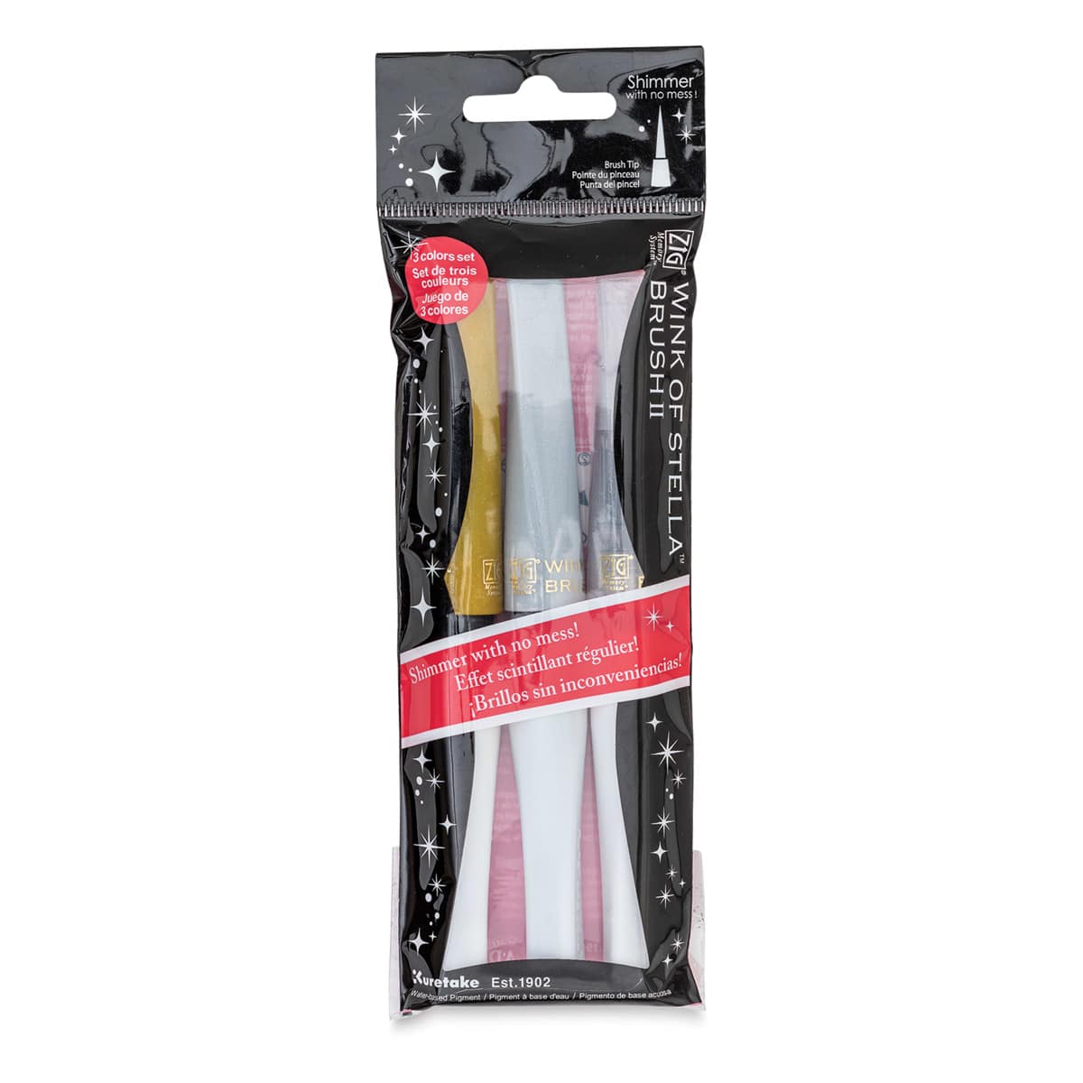 Kuretake Zig Wink of Stella Brush II Pens - Christmas Sparkle, Set of 3 (in package)
