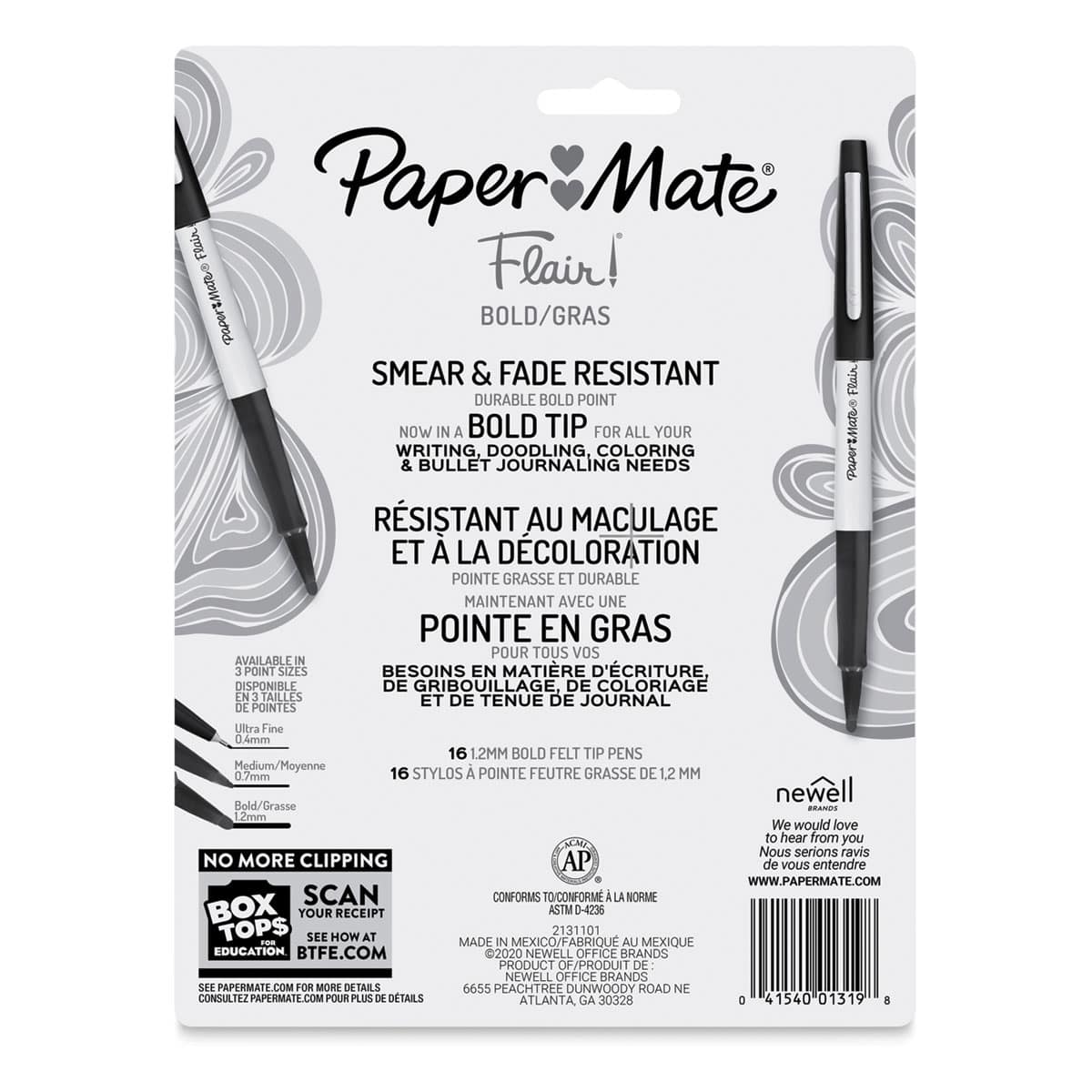 Paper Mate Flair Bold Pens - Set of 16 (back of package)