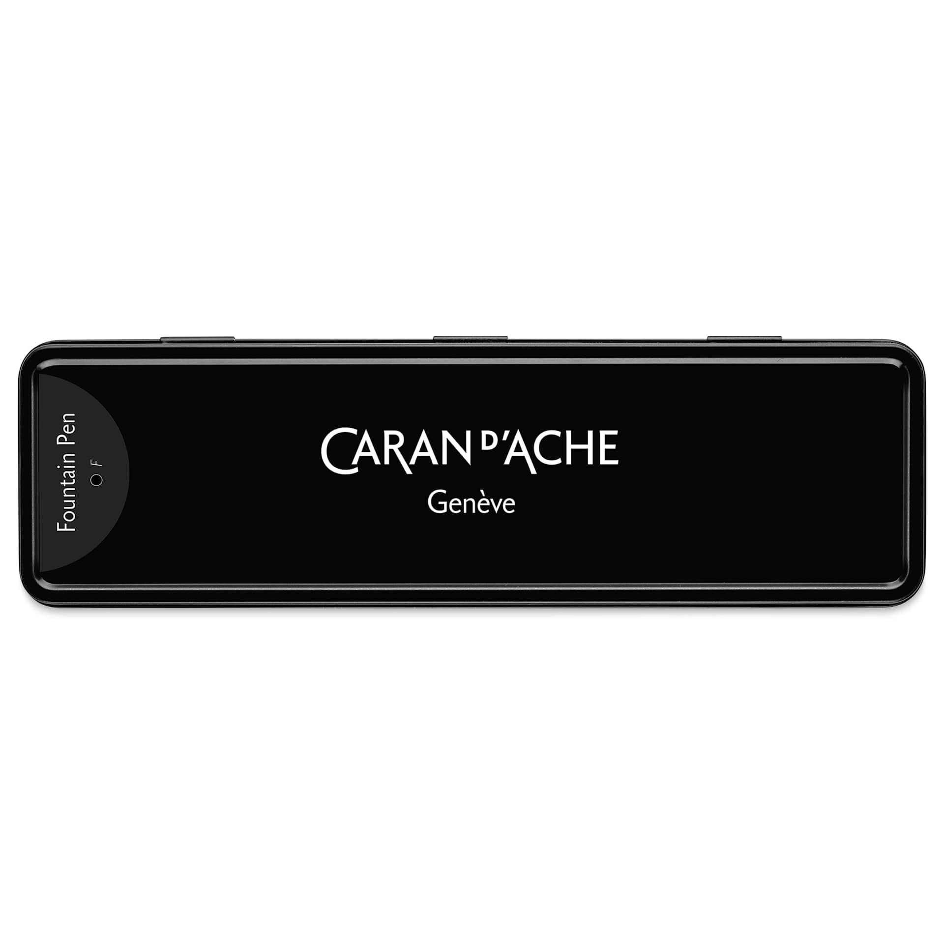 Caran d'Ache 849 Black Code Fountain Pen - Black, Medium Tip, metal case closed