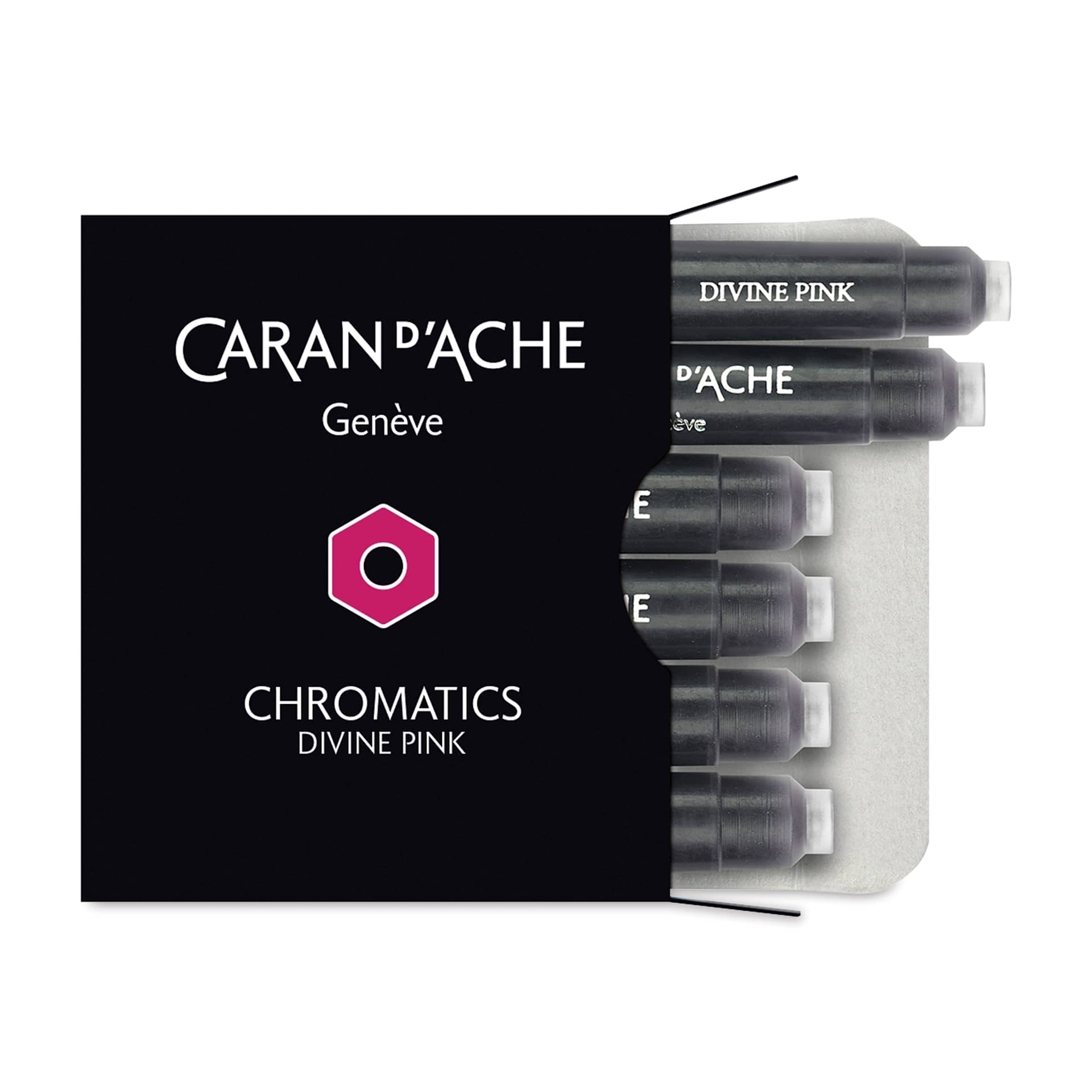 Caran d'Ache Chromatics Fountain Pen Ink Cartridges - Divine Pink, Pkg of 6
