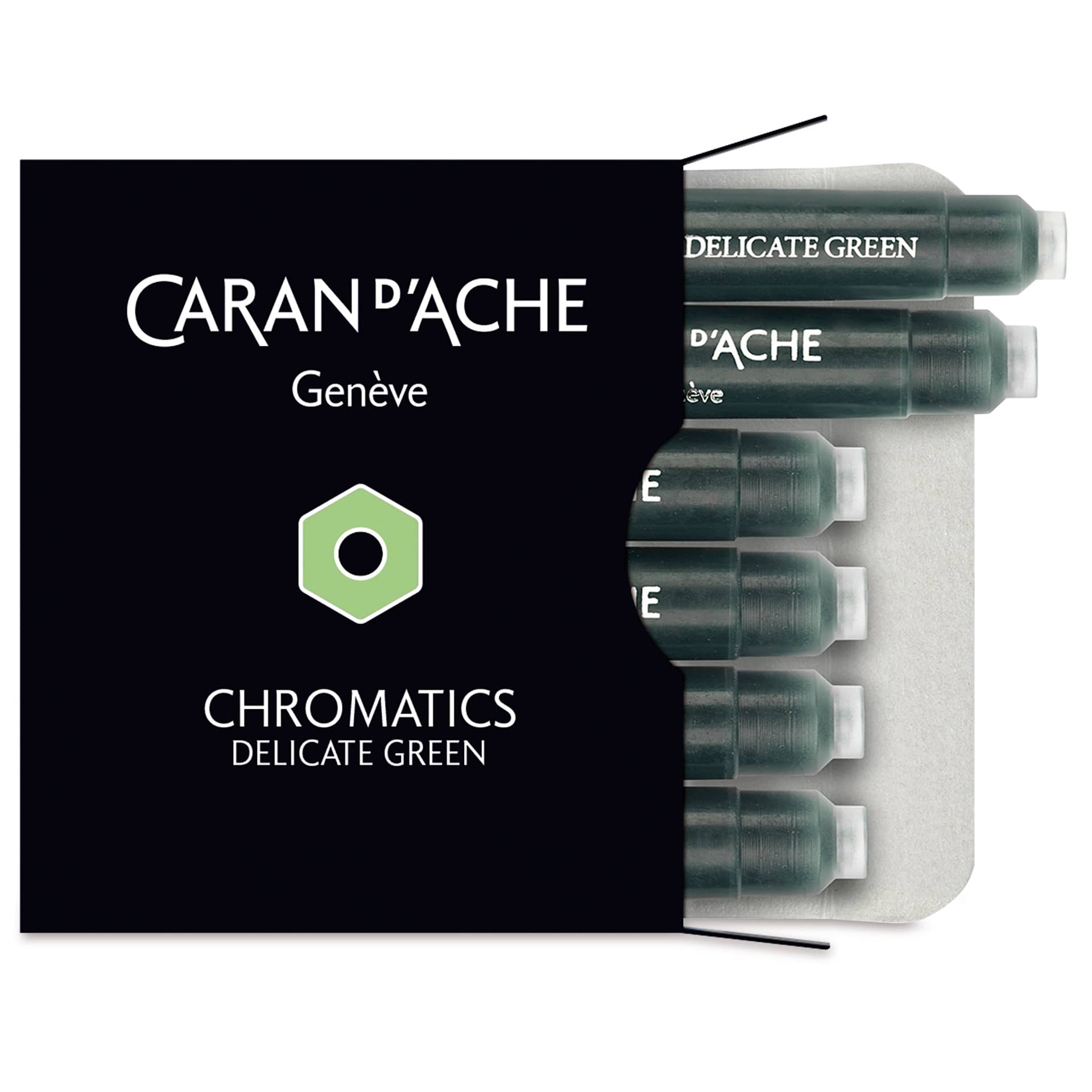 Caran d'Ache Chromatics Fountain Pen Ink Cartridges - Delicate Green, Pkg of 6