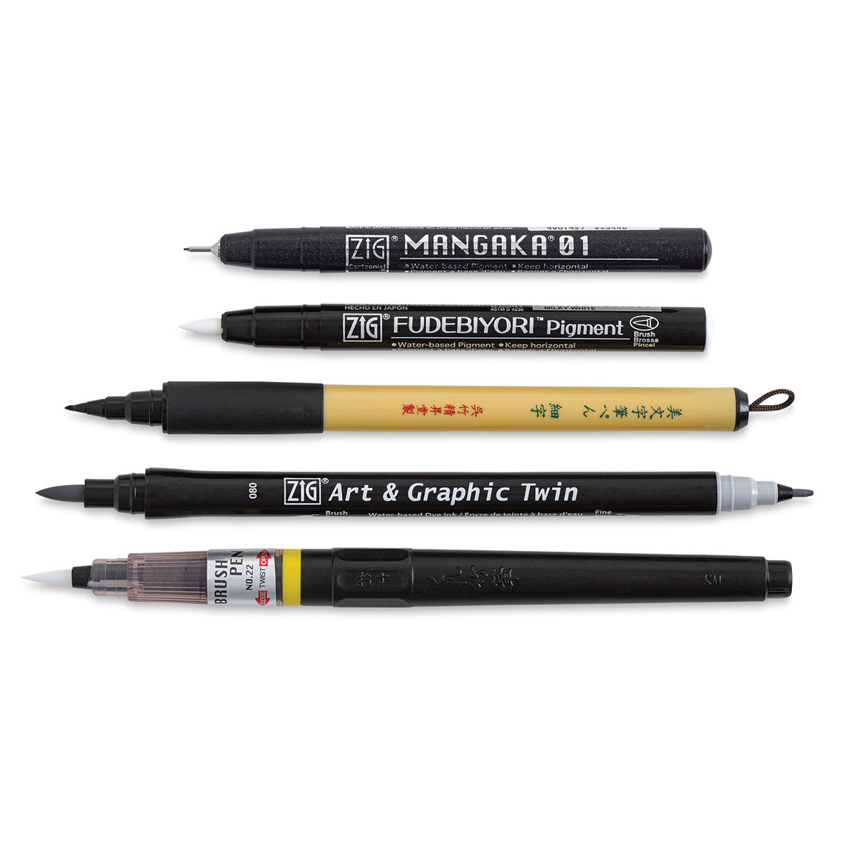 Kuretake Zig Illustration Basic Set 2 (set contents with caps removed)