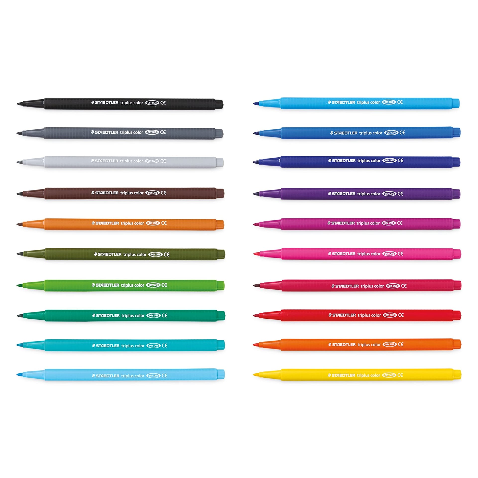 Staedtler Triplus Broadliner Felt Tip Pens - Assorted Colors, Set of 20 (set contents)