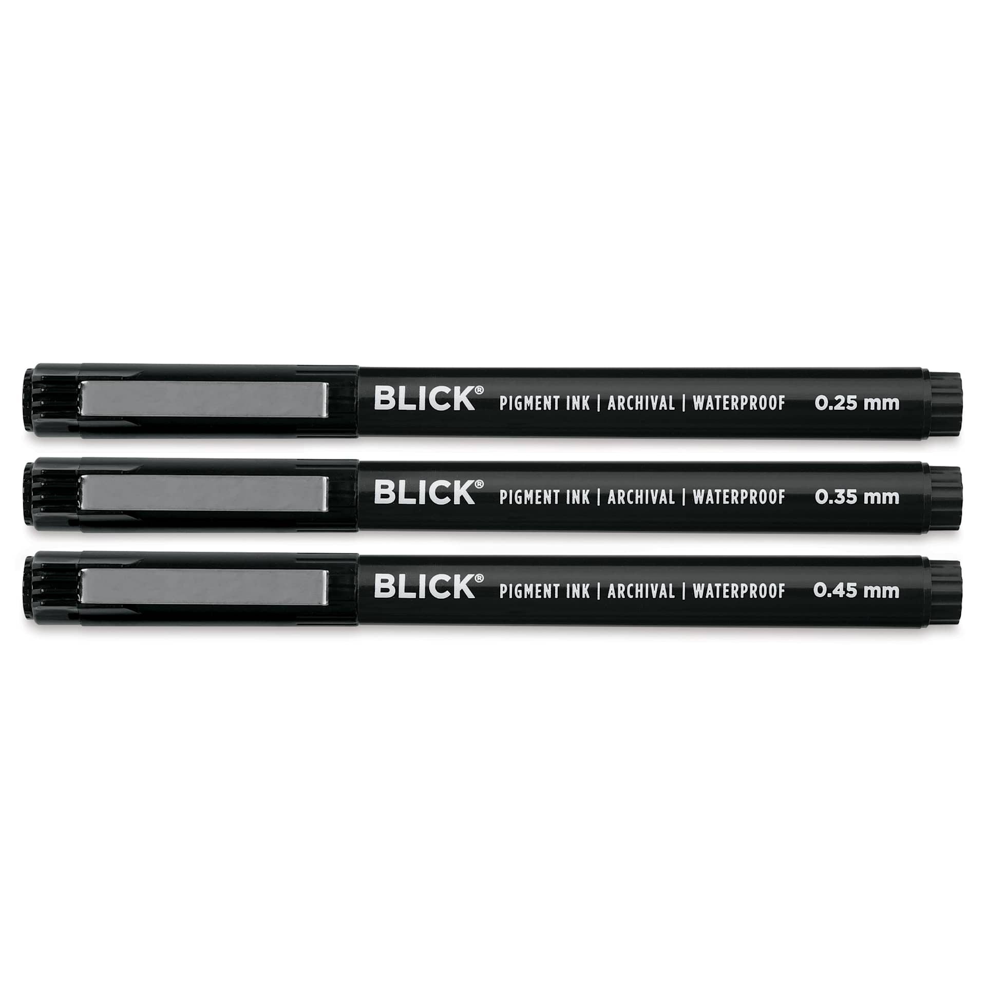 Blick Studio Pigment Liners - Black, Set of 3, Assorted - with caps on