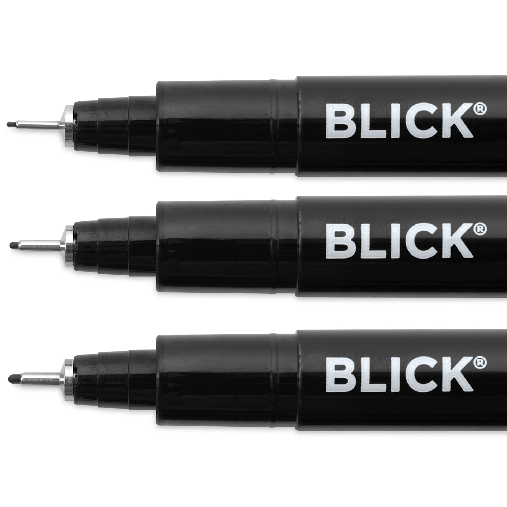 Blick Studio Pigment Liners - Black, Set of 3, Assorted - close-up of tips