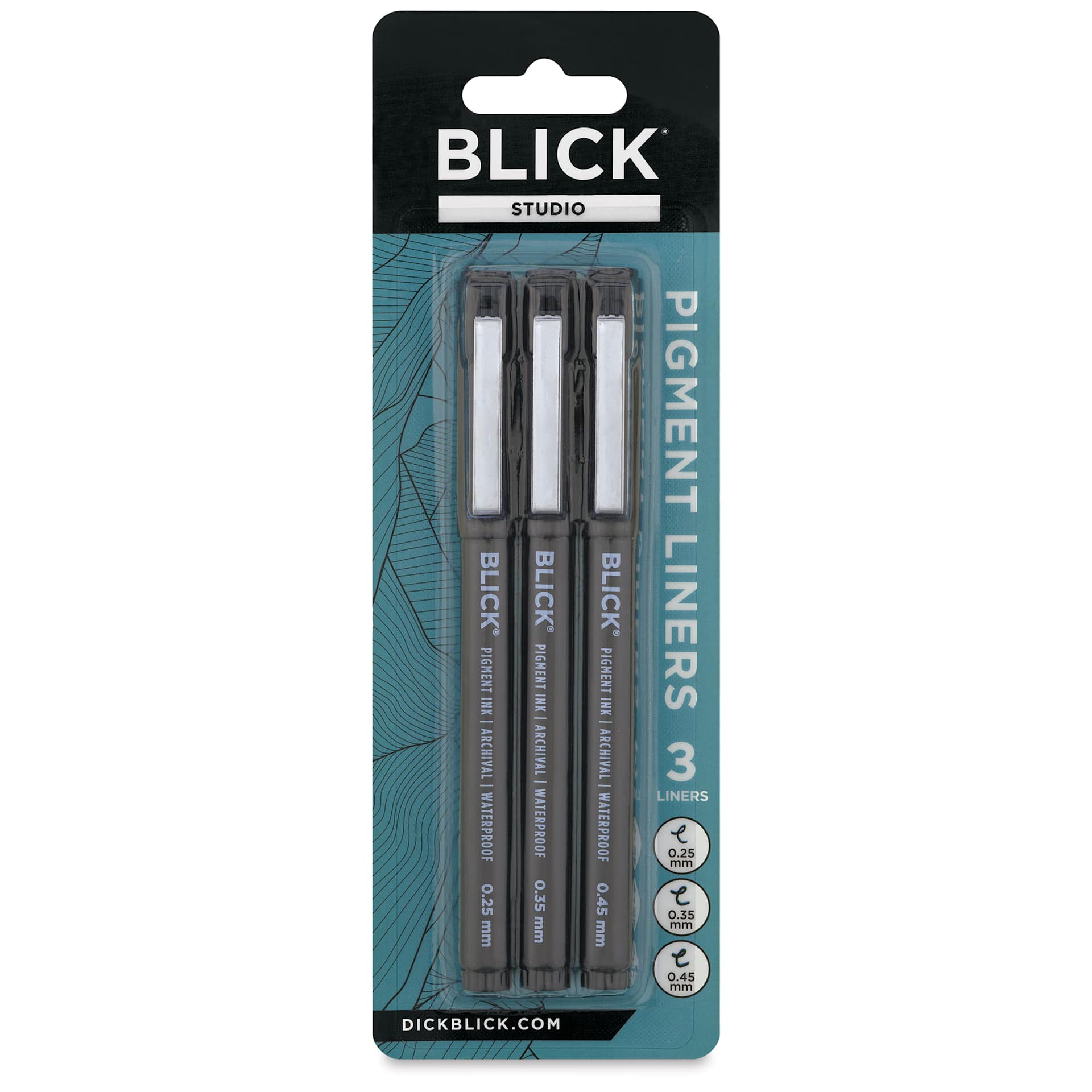 Blick Studio Pigment Liners - Black, Set of 3, Assorted - front of packaging