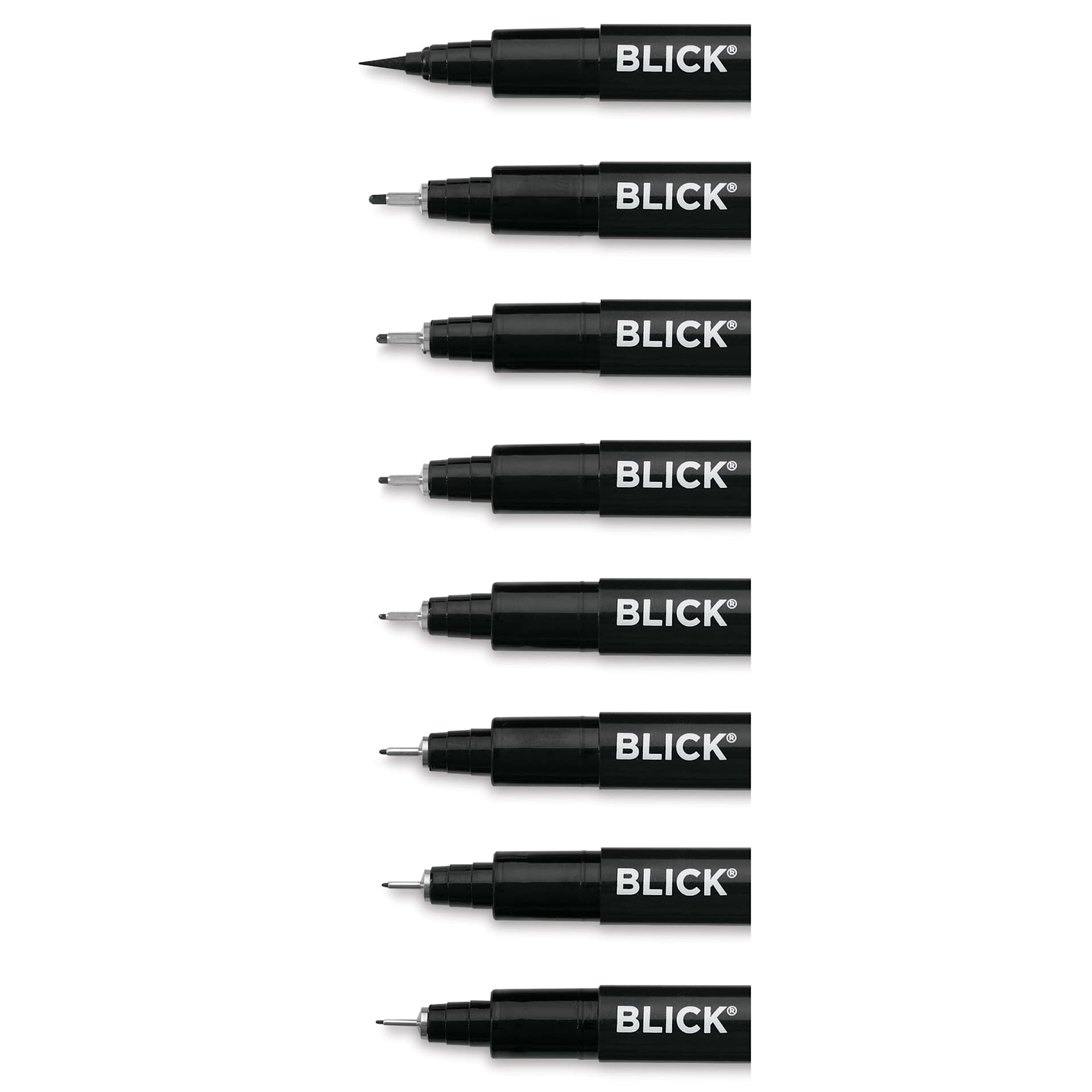 Blick Studio Pigment Liners - Black, Set of 8, Assorted - close-up of tips