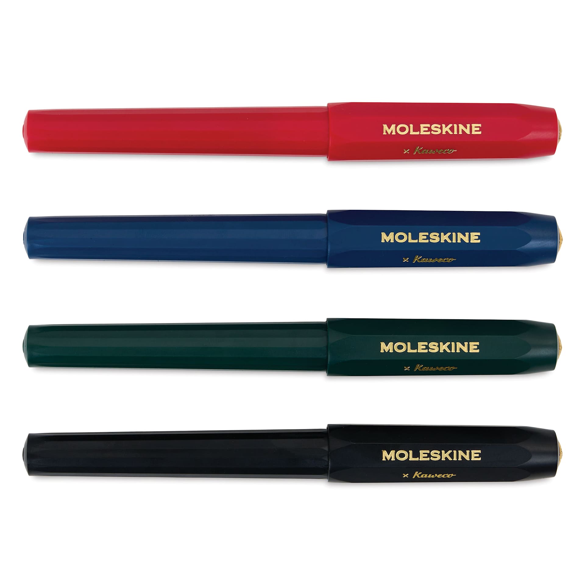 Moleskine Kaweco Ballpoint Pens with caps on