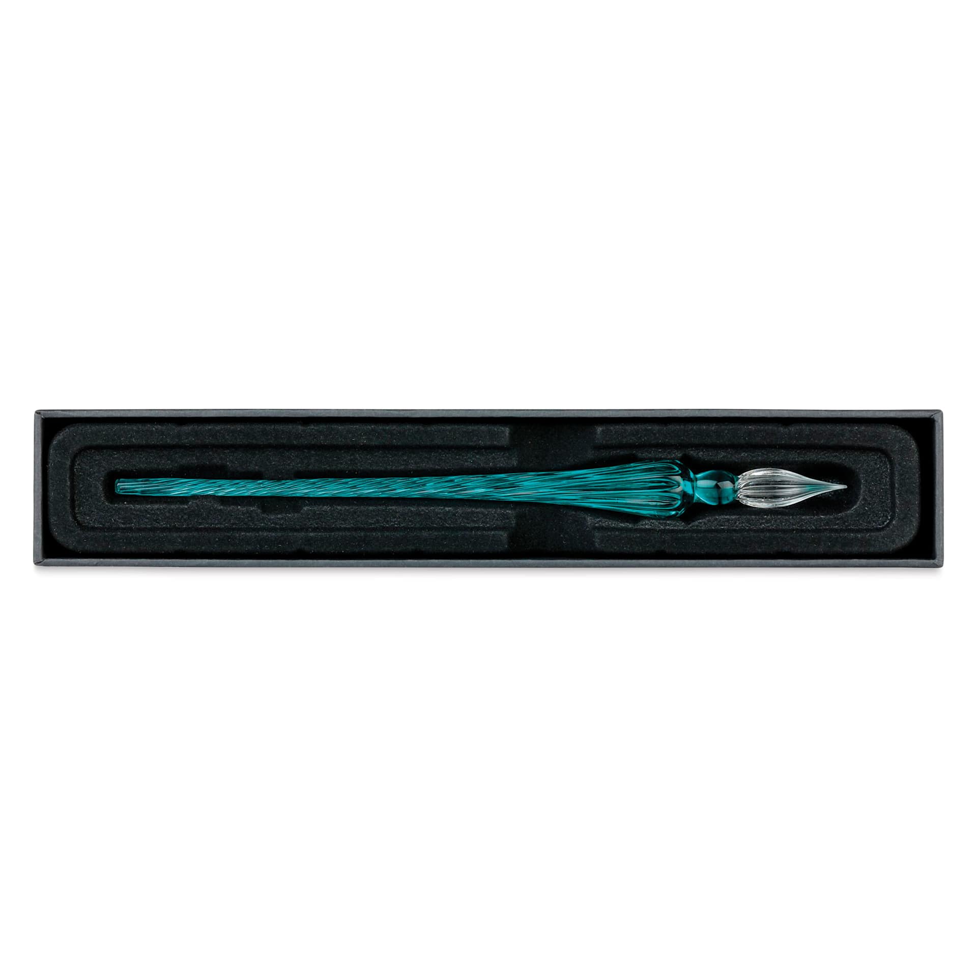 Herbin Round Glass Dip Pen - Turquoise, open gift box