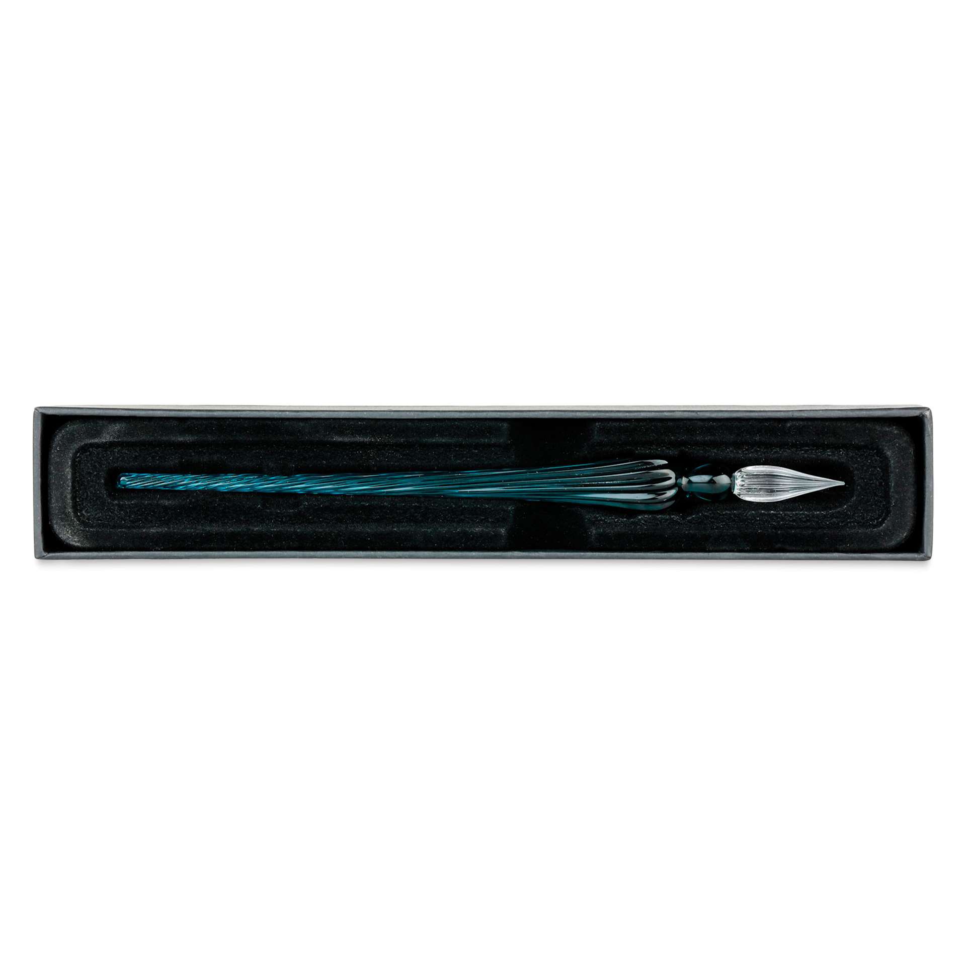 Herbin Round Glass Dip Pen - Emerald, open gift box