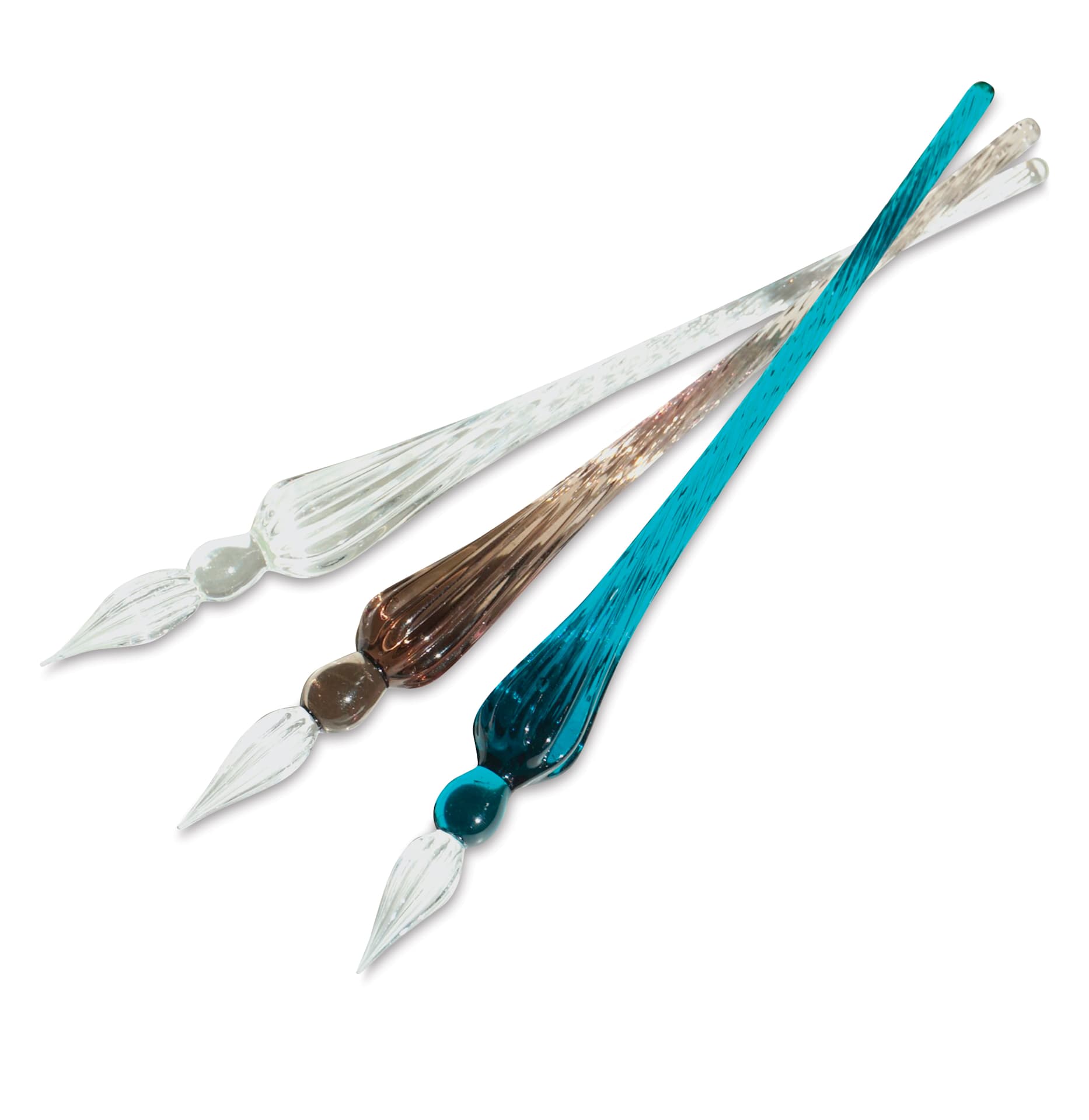Herbin Round Glass Dip Pens, Transparent, Black, and Emerald