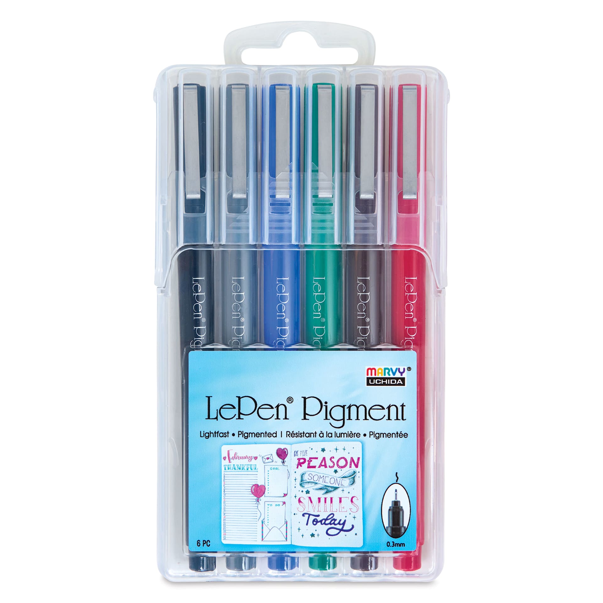 Marvy Uchida LePen Pigment Pens - Primary Colors, Set of 6