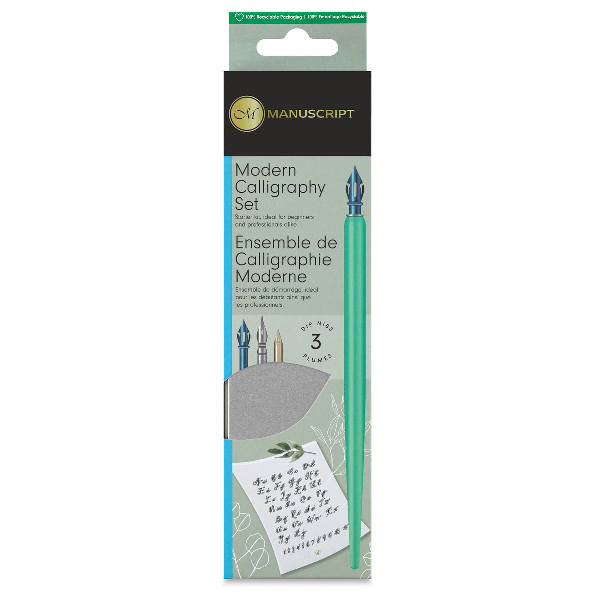 Manuscript Modern Calligraphy Dip Pen Set - Teal, front of the packaging