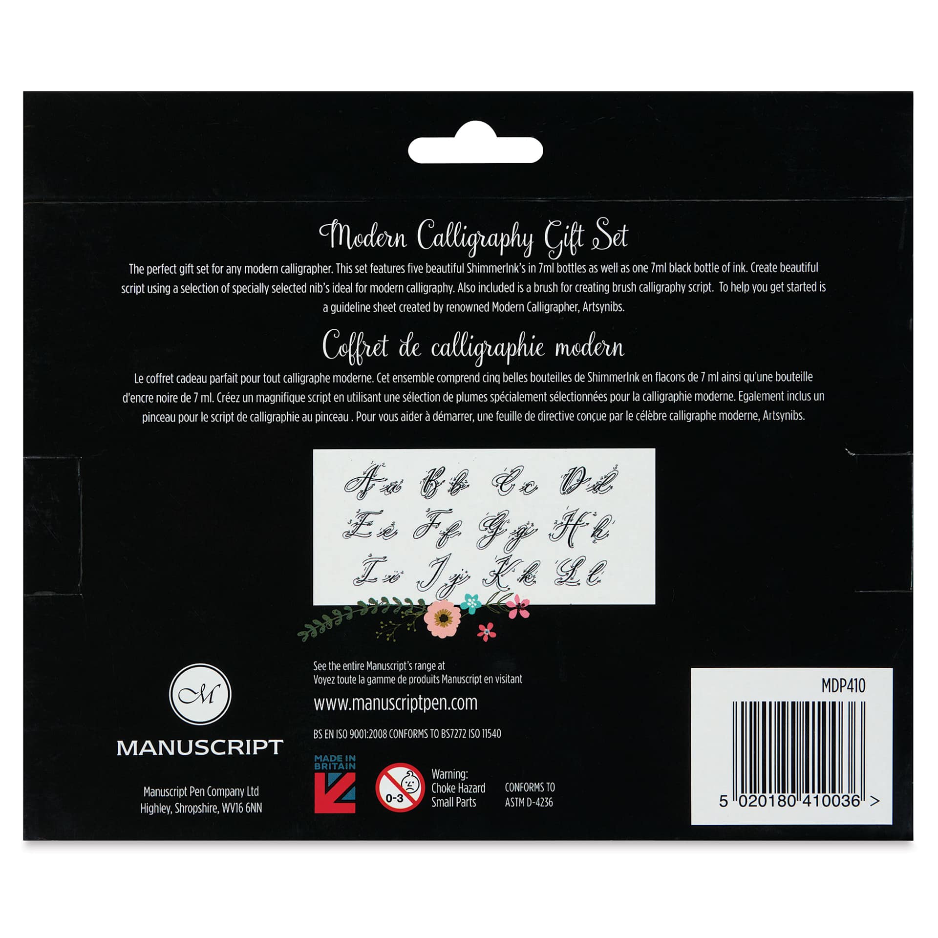 Manuscript Modern Calligraphy Dip Pen Set - Gift Set back of package