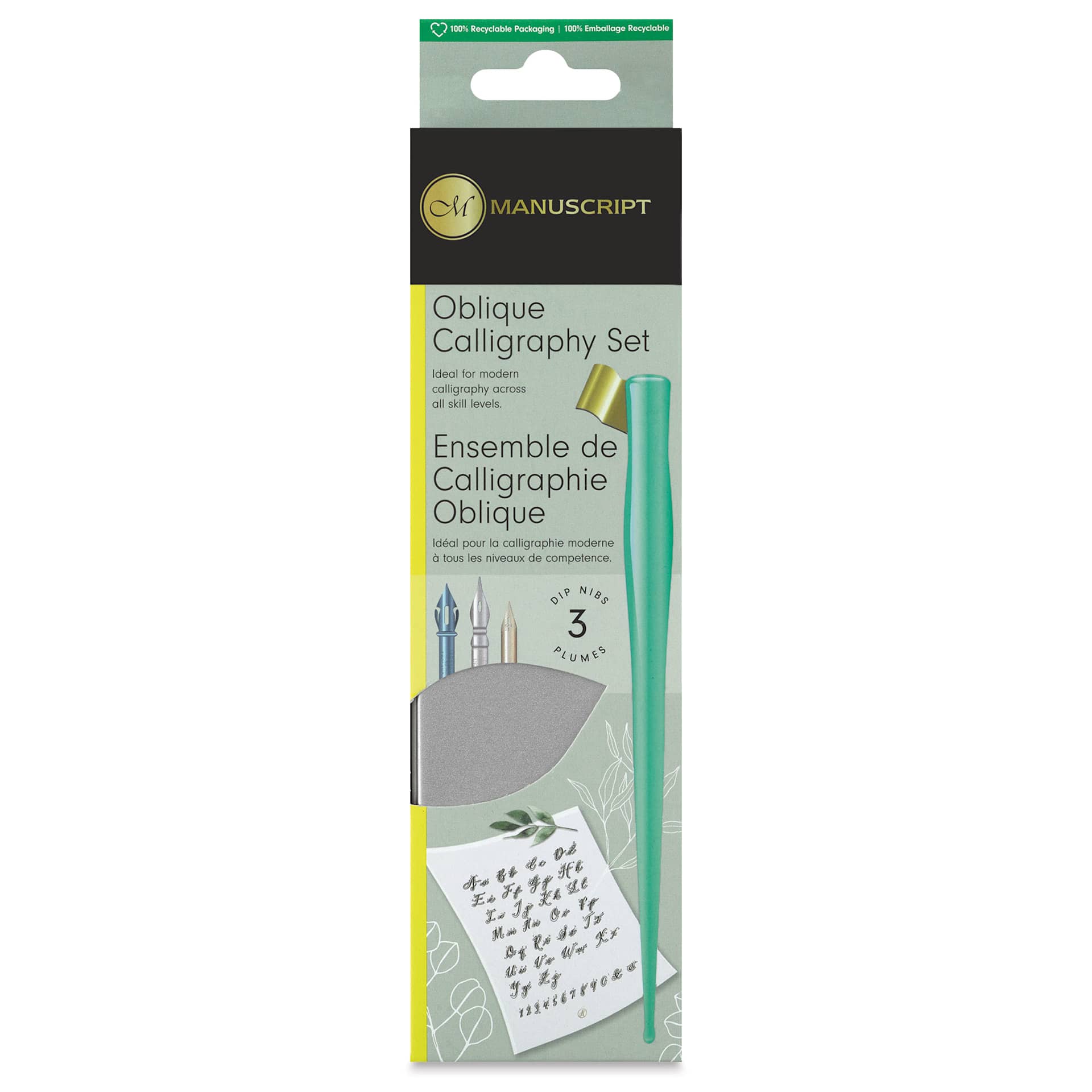 Manuscript Modern Calligraphy Oblique Pen Set - Mint, front of the packaging