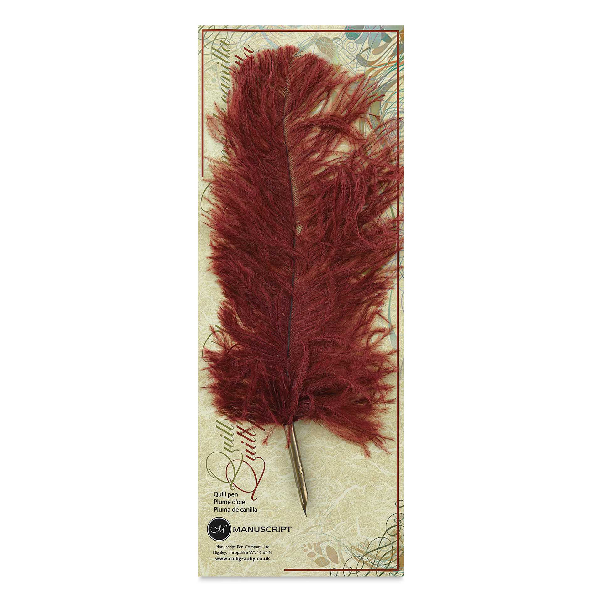 Manuscript Decorative Quill Dip Pen - Burgundy, front of the packaging