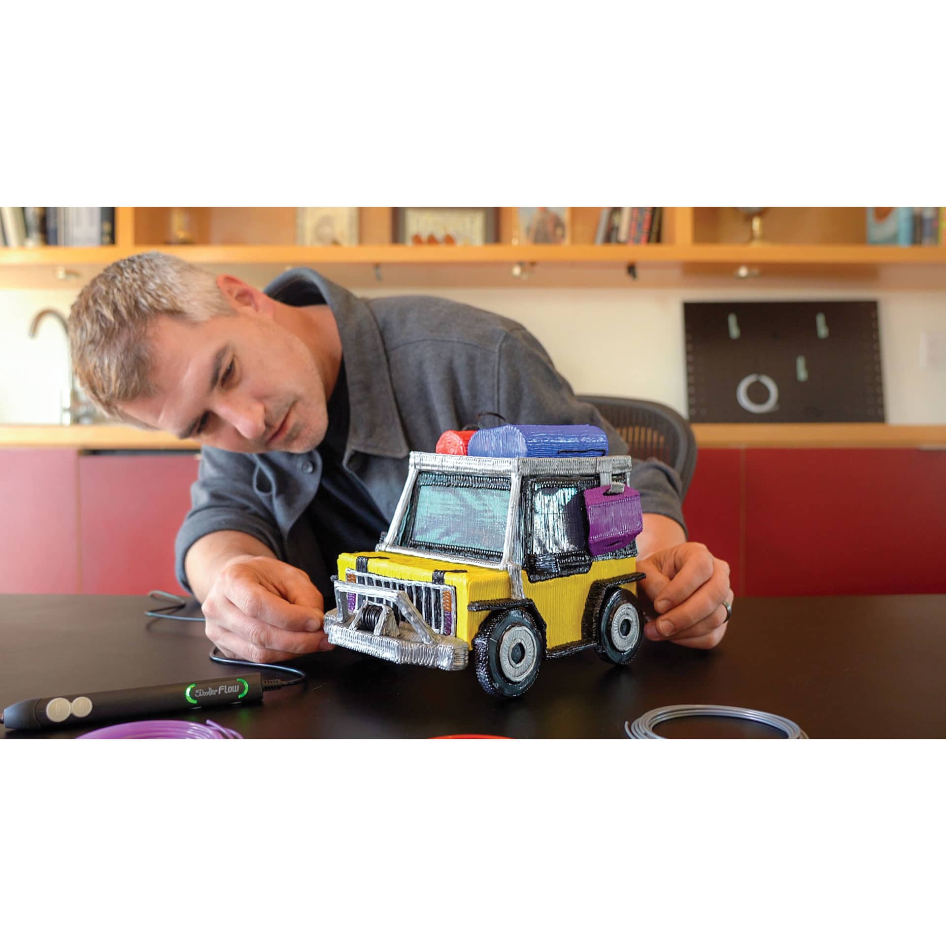 3Doodler Flow Essentials 3D Printing Pen Set, printed jeep