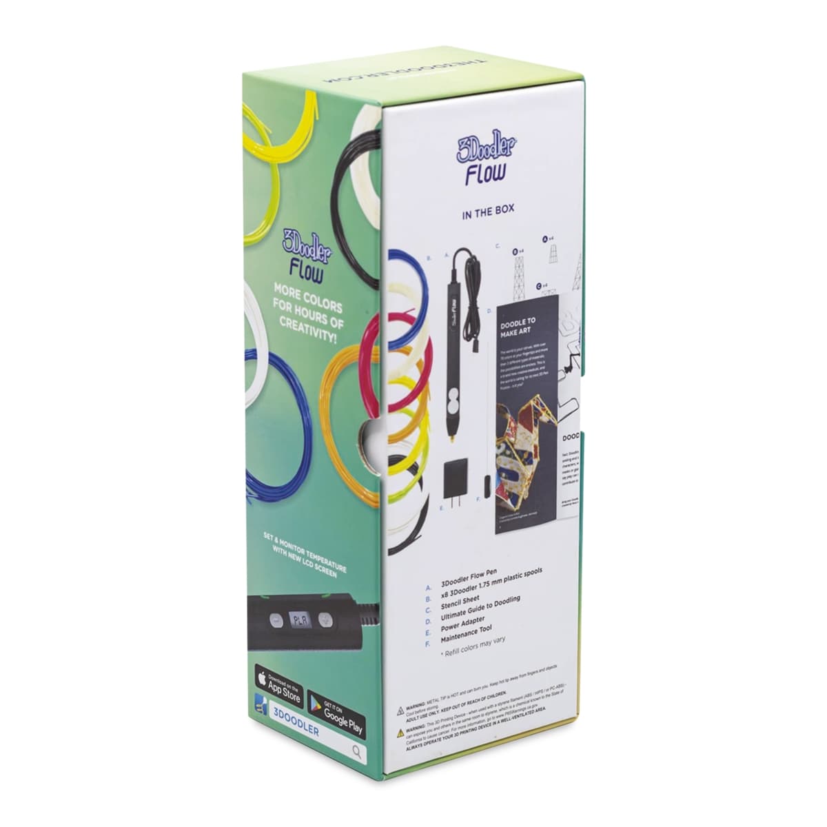 3Doodler Flow Essentials 3D Printing Pen Set - back of packaging