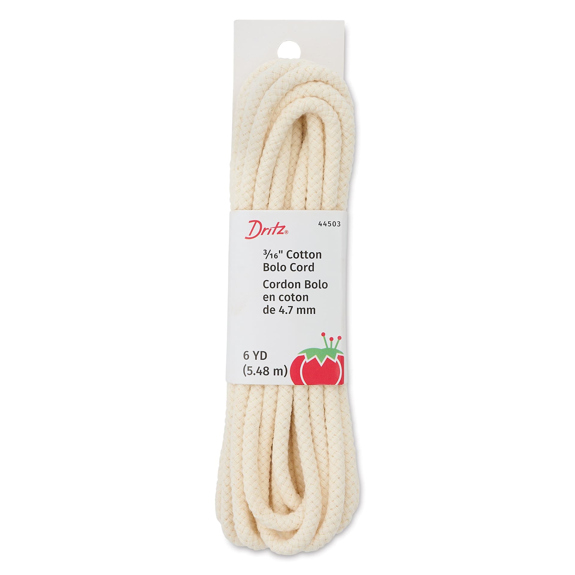 Dritz Cotton Bolo Cord - Cream, 3/16" x 6 yds in packaging