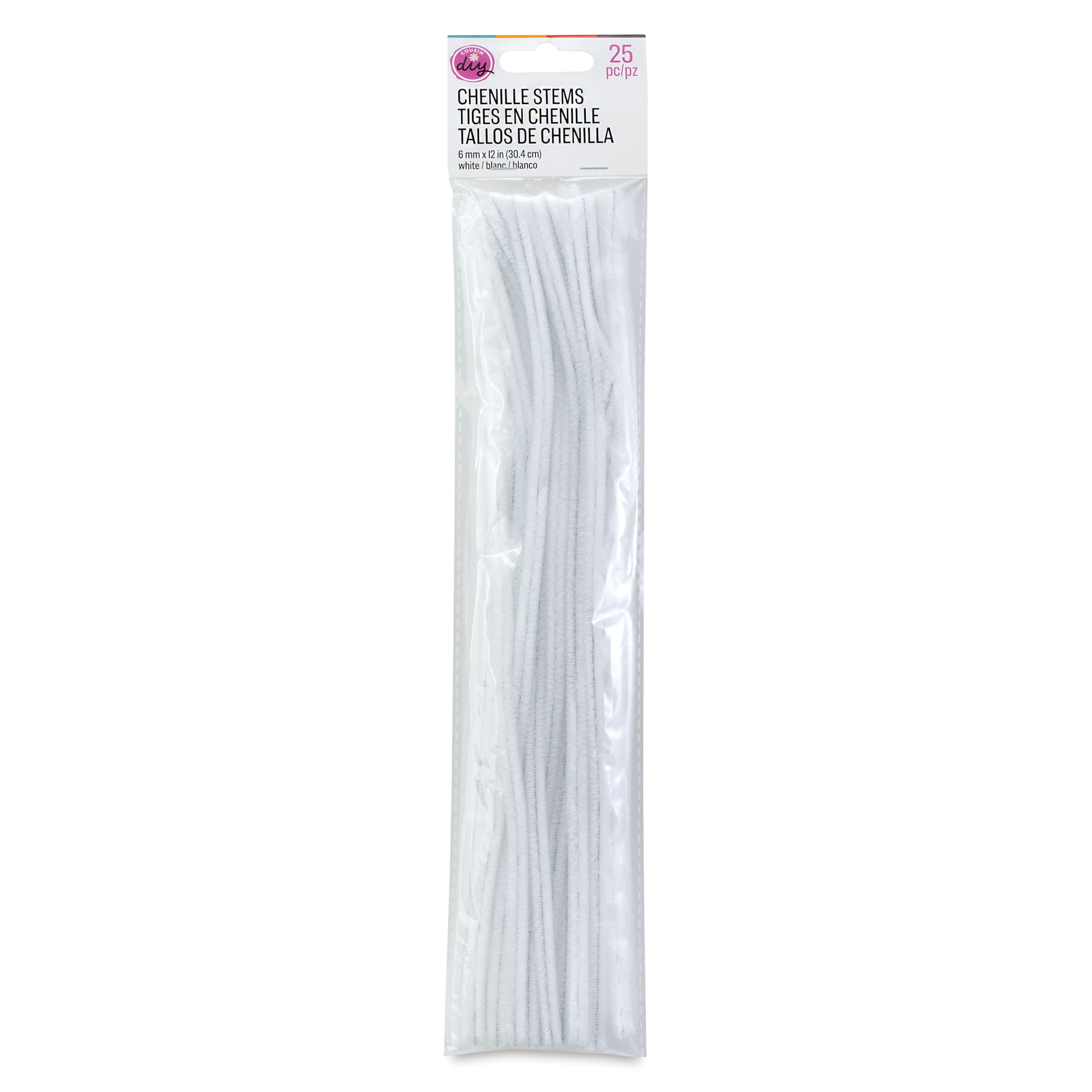 Cousin DIY Chenille Stems - White front of packaging