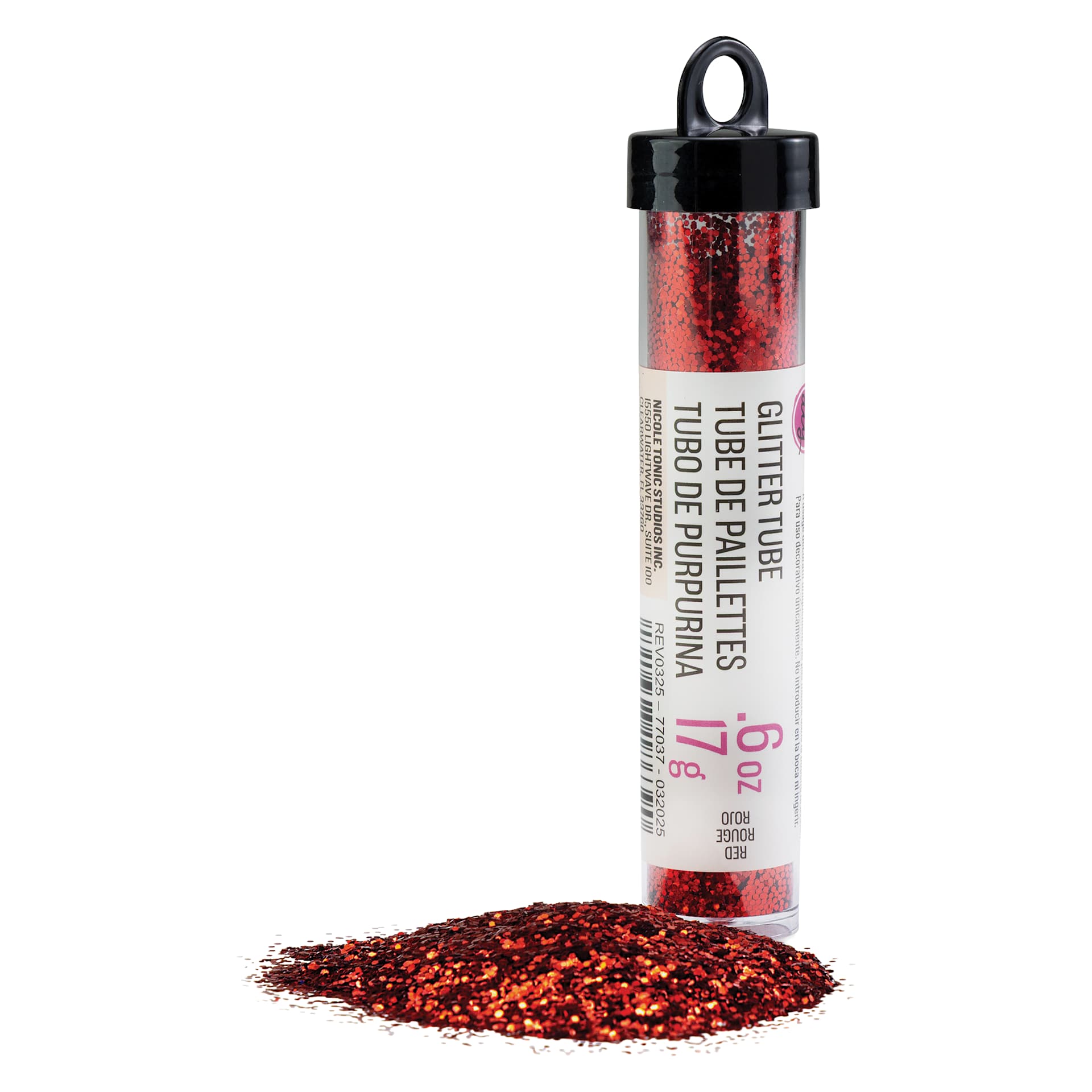 Cousin DIY Glitter - Metallic Red, .6 oz Tube and contents