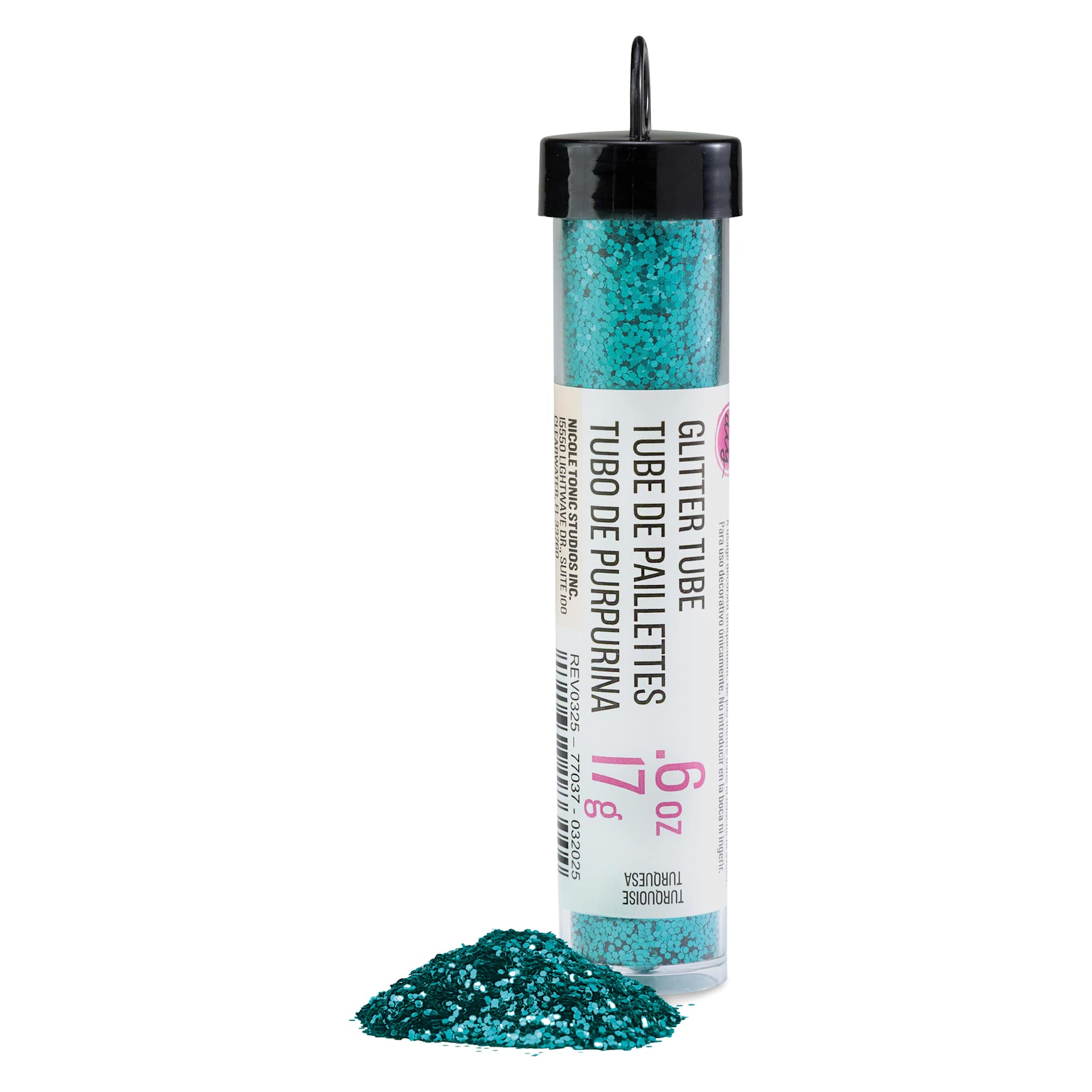 Cousin DIY Glitter - Metallic Turquoise, .6 oz Tube and contents