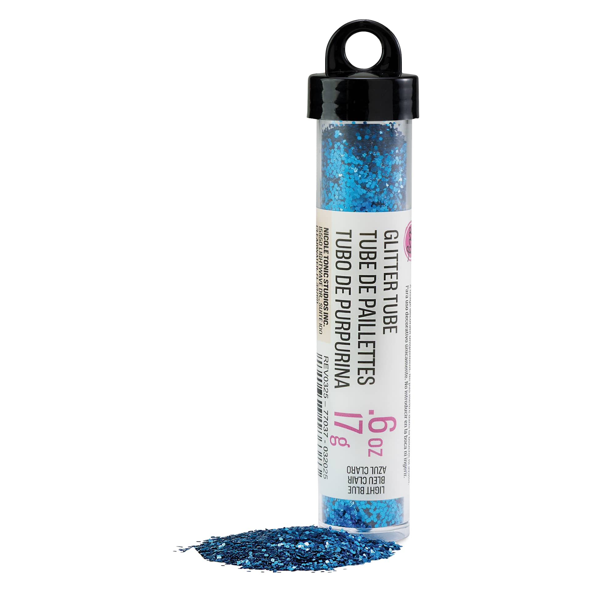 Cousin DIY Glitter - Metallic Light Blue, .6 oz Tube and contents
