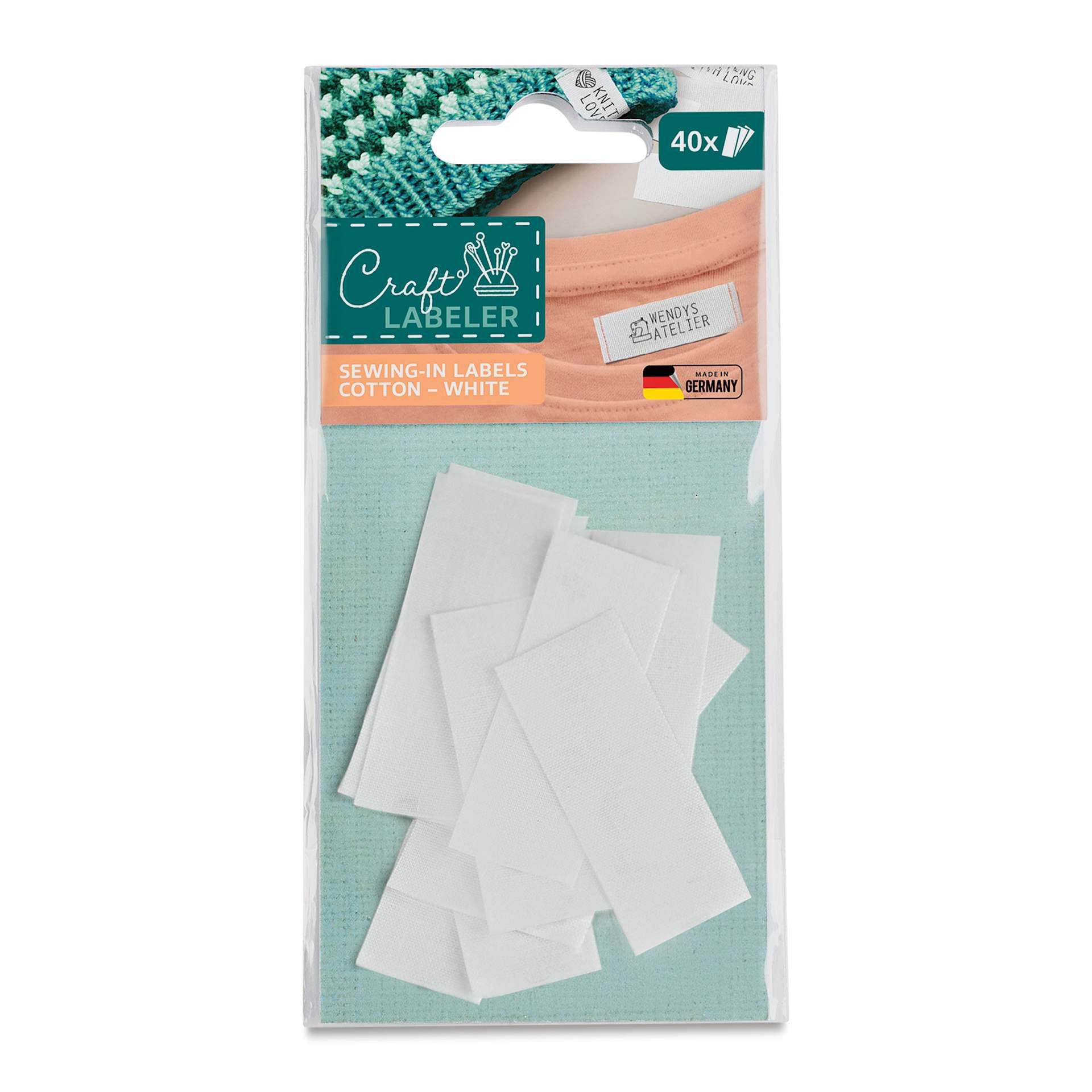Colop Craft Labeler Sew-In Labels - Pkg of 40, 1.97" x .79" front of packaging