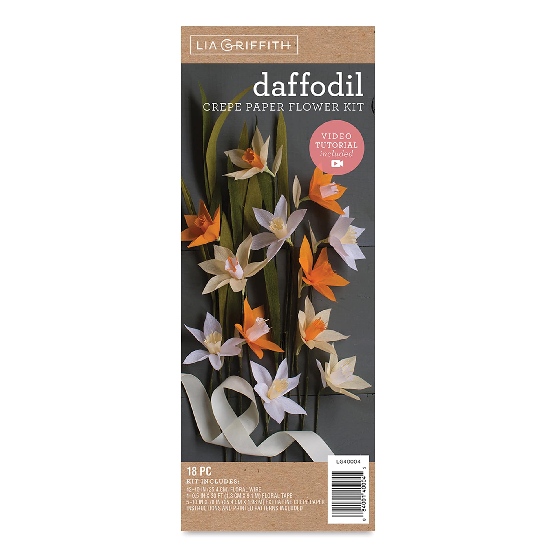 Lia Griffith Crepe Paper Flower Kit - Daffodil, 18 Pieces front of packaging