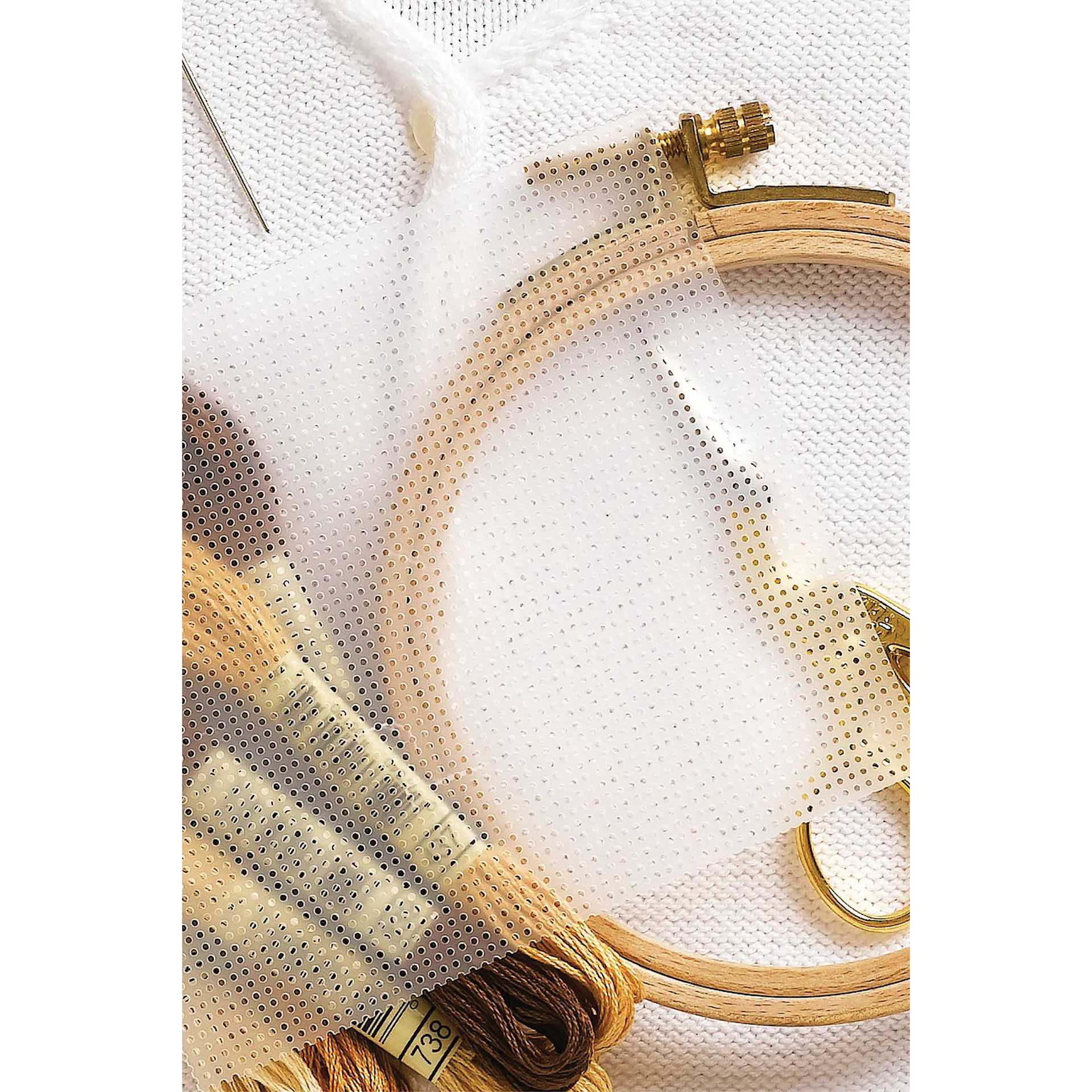 DMC Soluble Canvas - White, 8" x 8-1/2", Pkg of 14, single sheet with other supplies (not included)