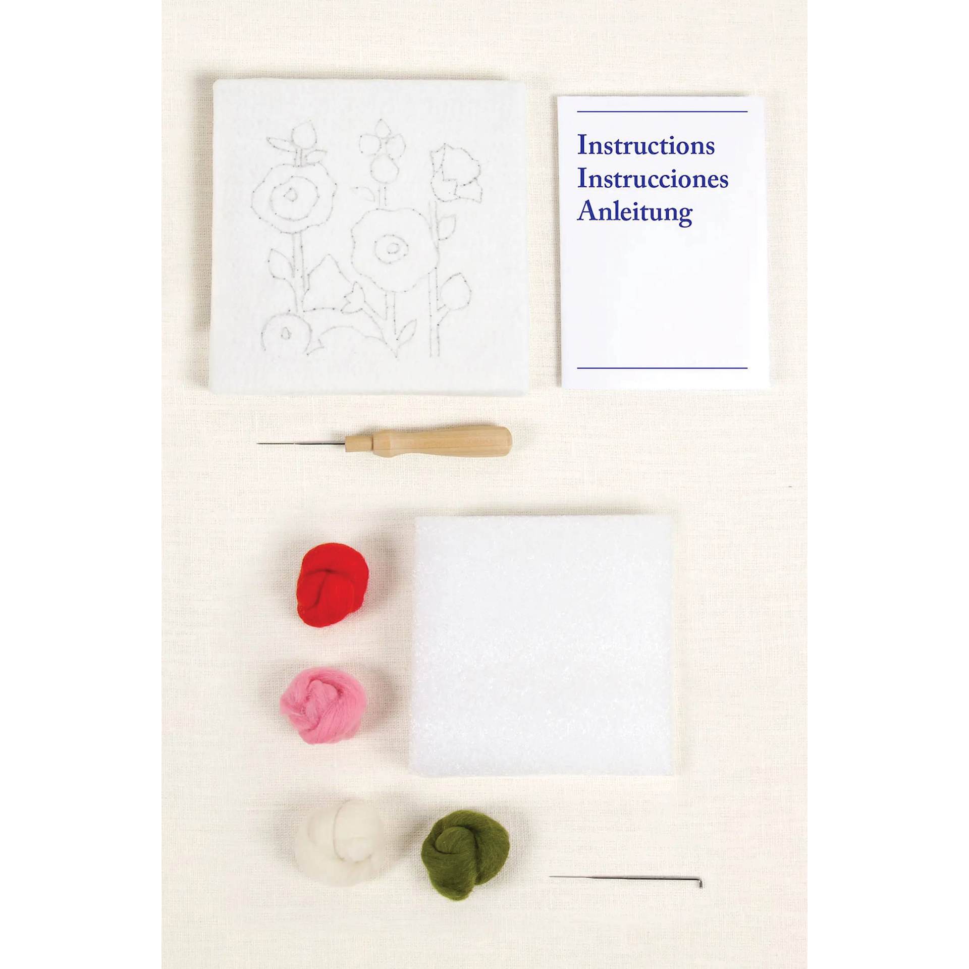 DMC Felting Kit - Hollyhocks contents