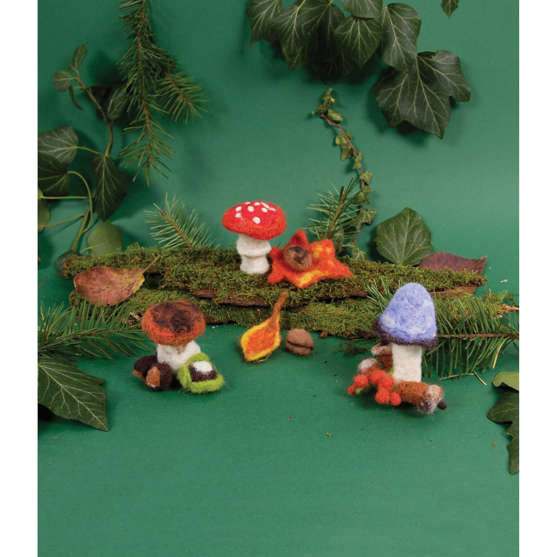 DMC Felting Kit - Mushrooms showing completed projects