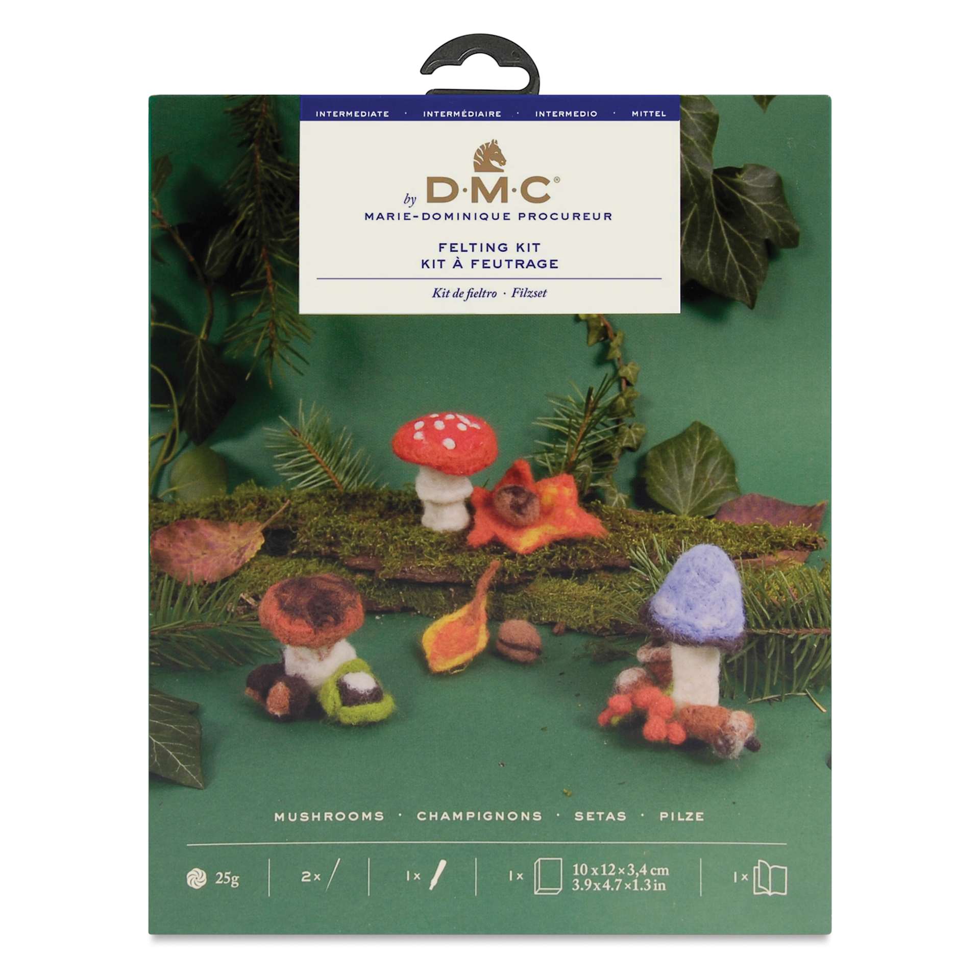 DMC Felting Kit - Mushrooms front of packaging