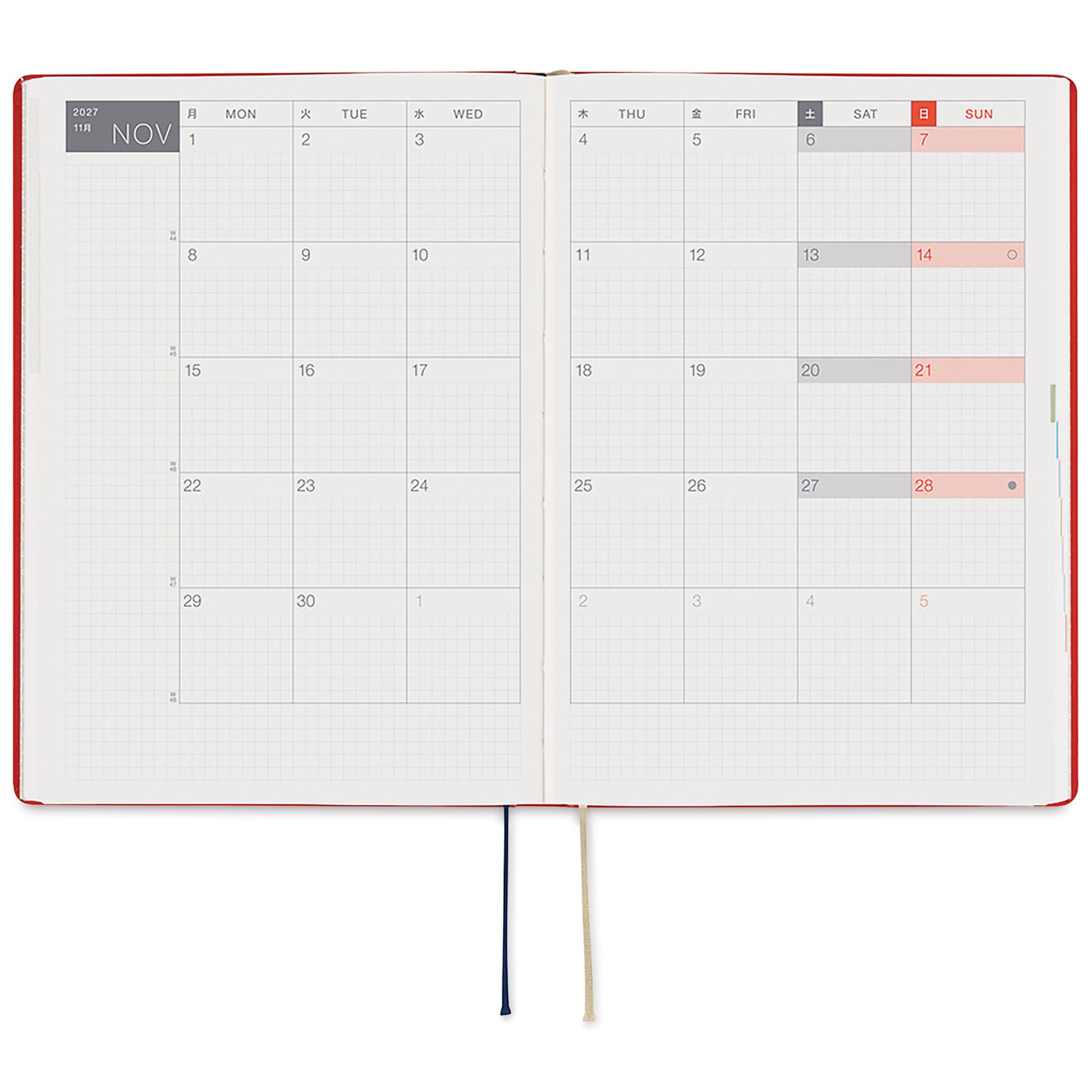 Hobonichi Techo HON 2027 Planners - A5, Kitagishi Tea, monthly pages