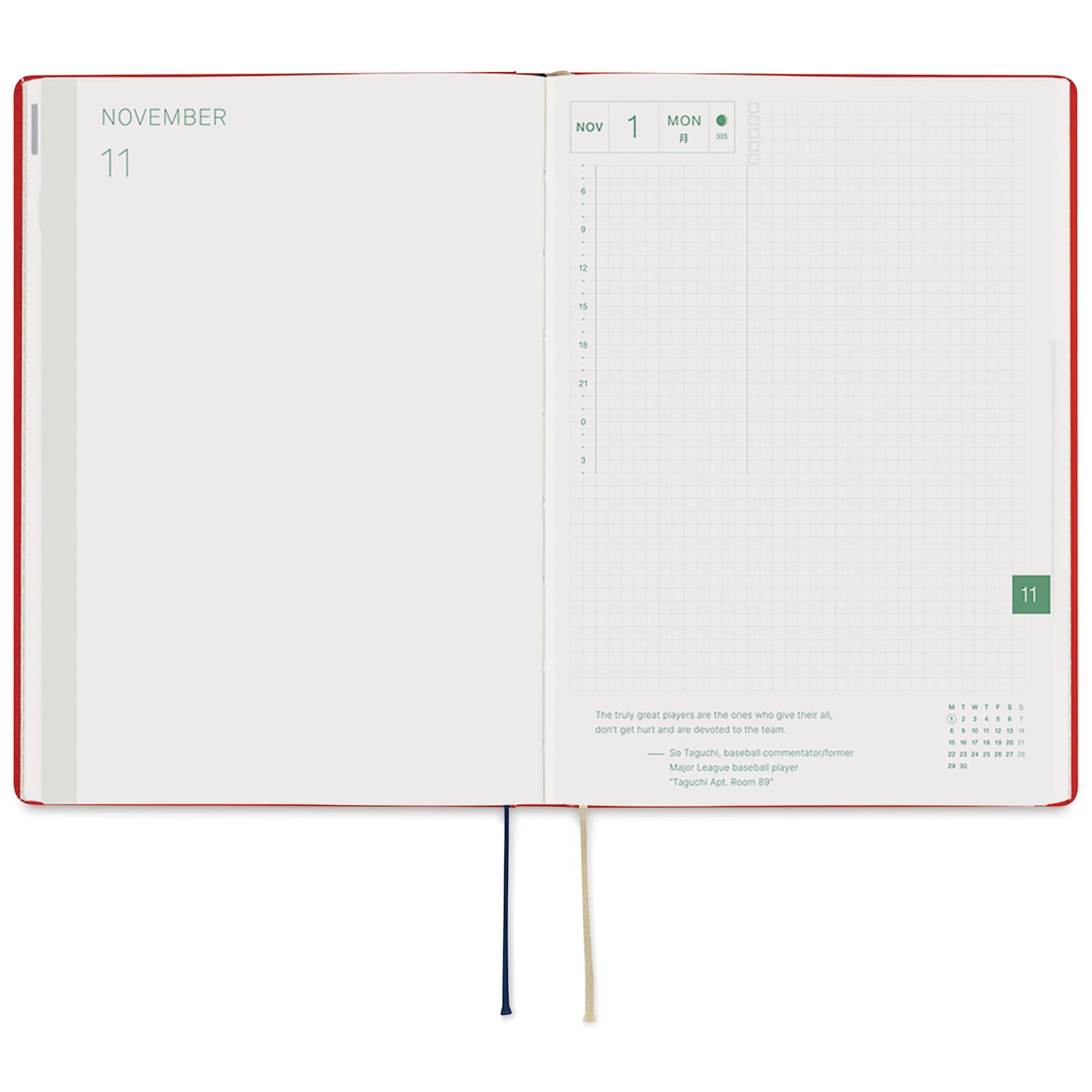 Hobonichi Techo HON 2027 Planners - A5, Kitagishi Tea, daily pages