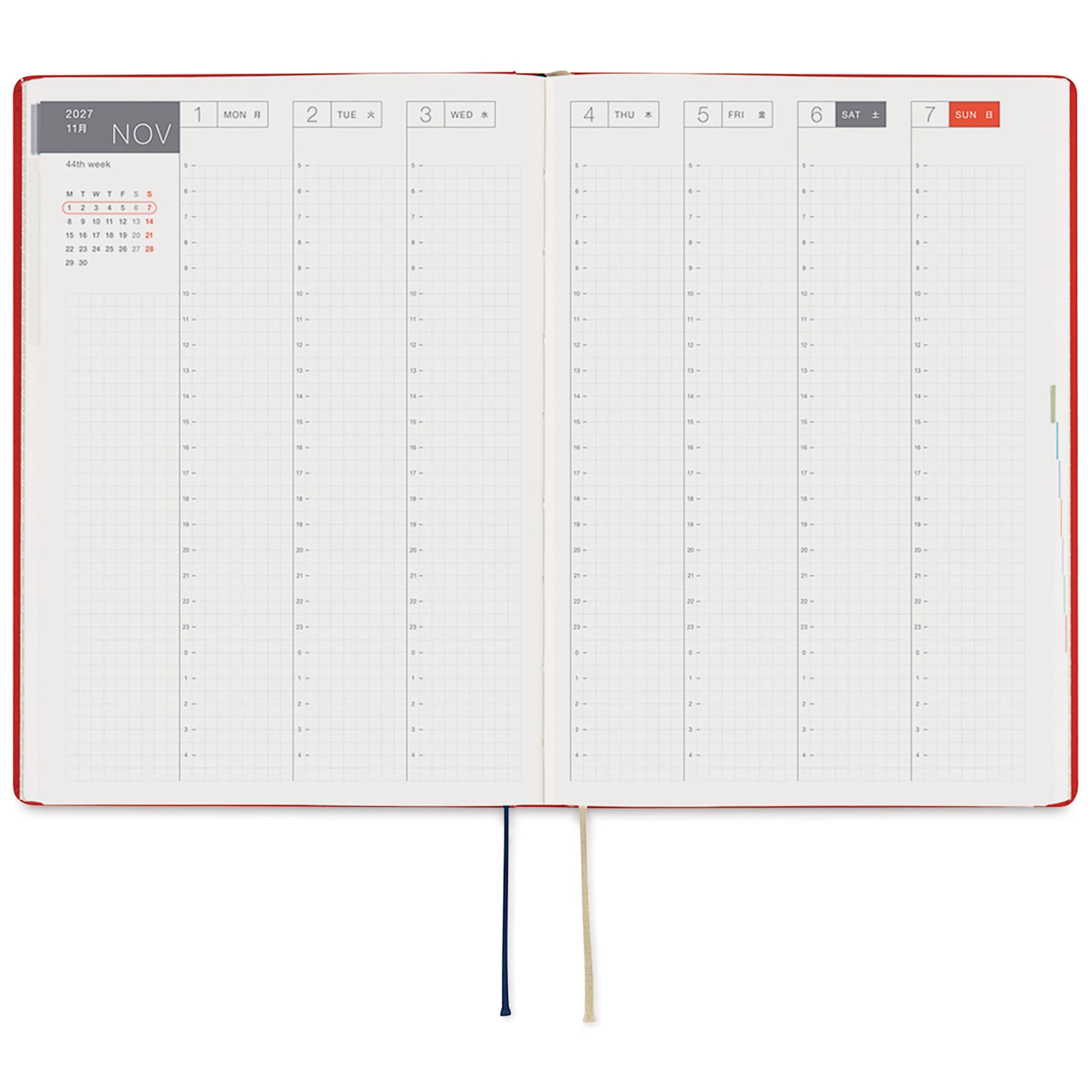 Hobonichi Techo HON 2027 Planners - A5, Kitagishi Tea, weekly schedule