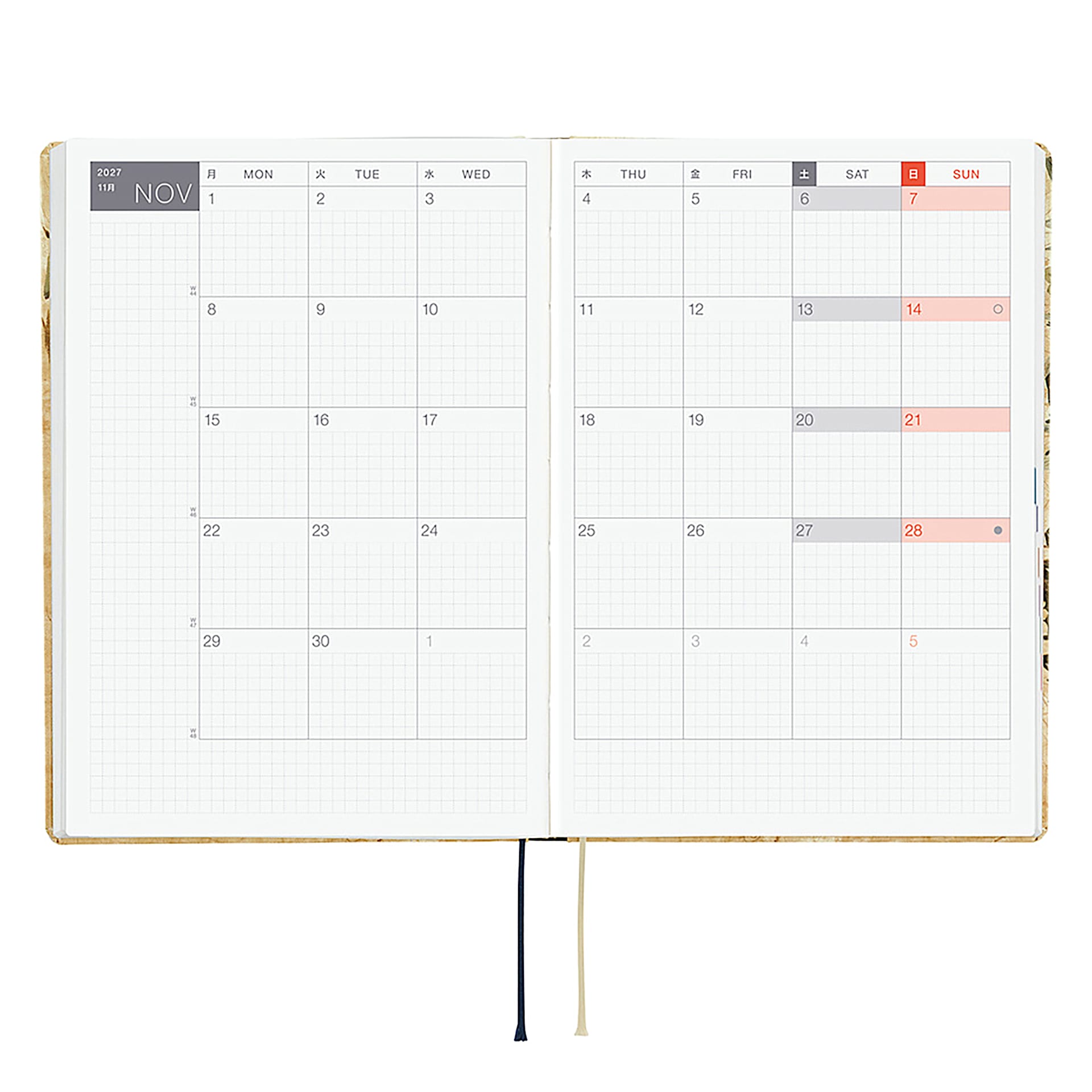 Hobonichi Techo HON 2027 Planners - A5, V&A Vine, six month view