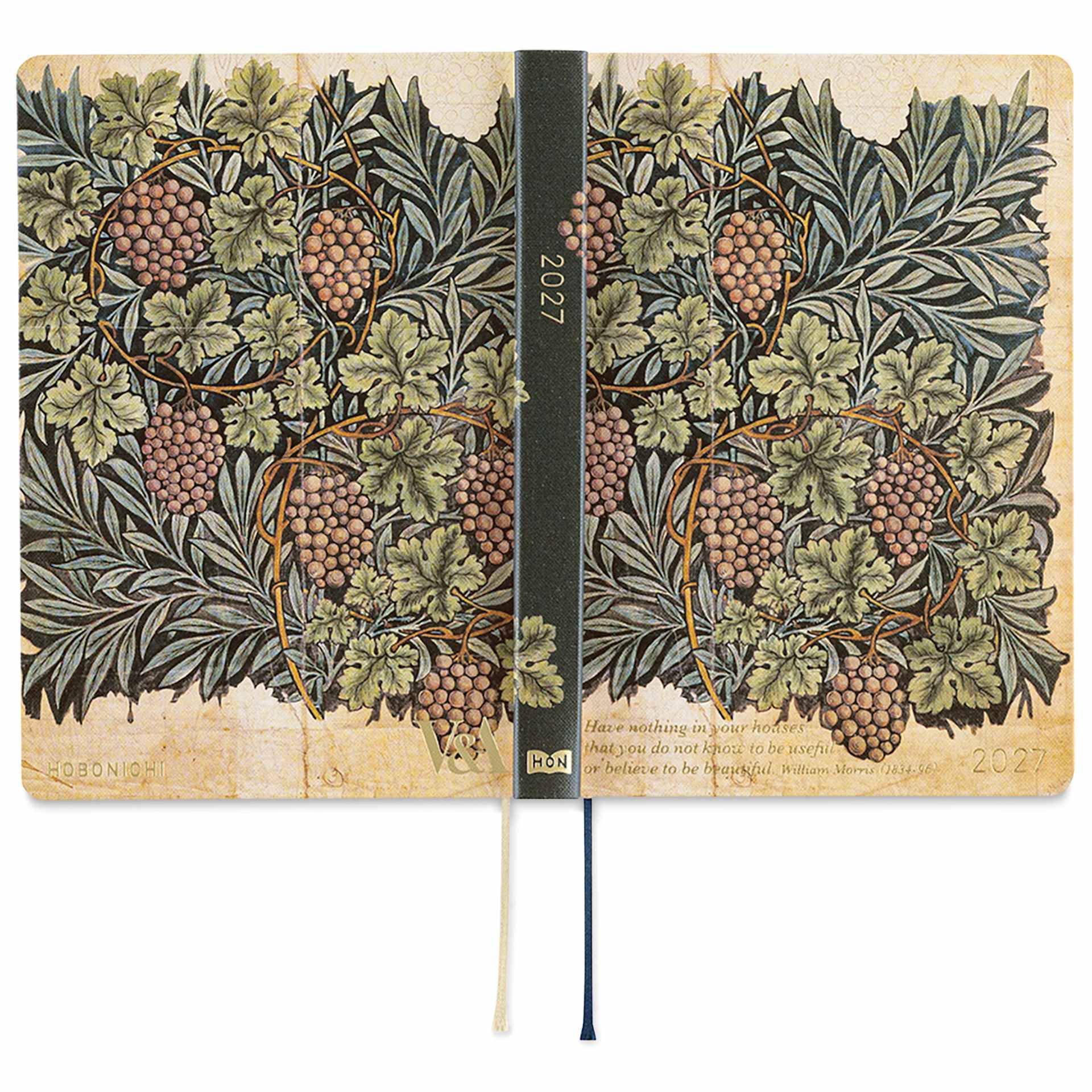 Hobonichi Techo HON 2027 Planners - A6, V&A Vine, front and back cover