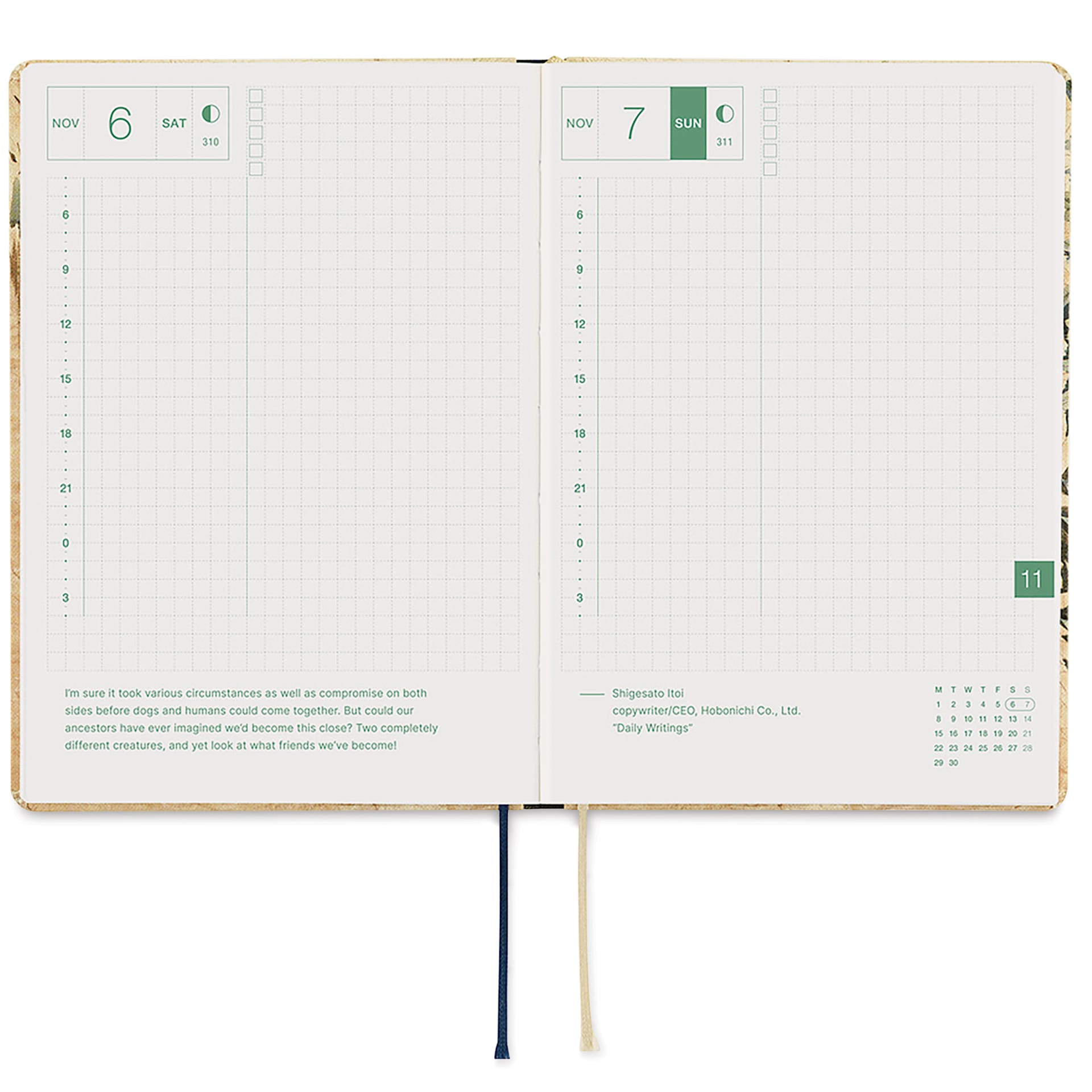 Hobonichi Techo HON 2027 Planners - A6, V&A Vine, daily pages with grid