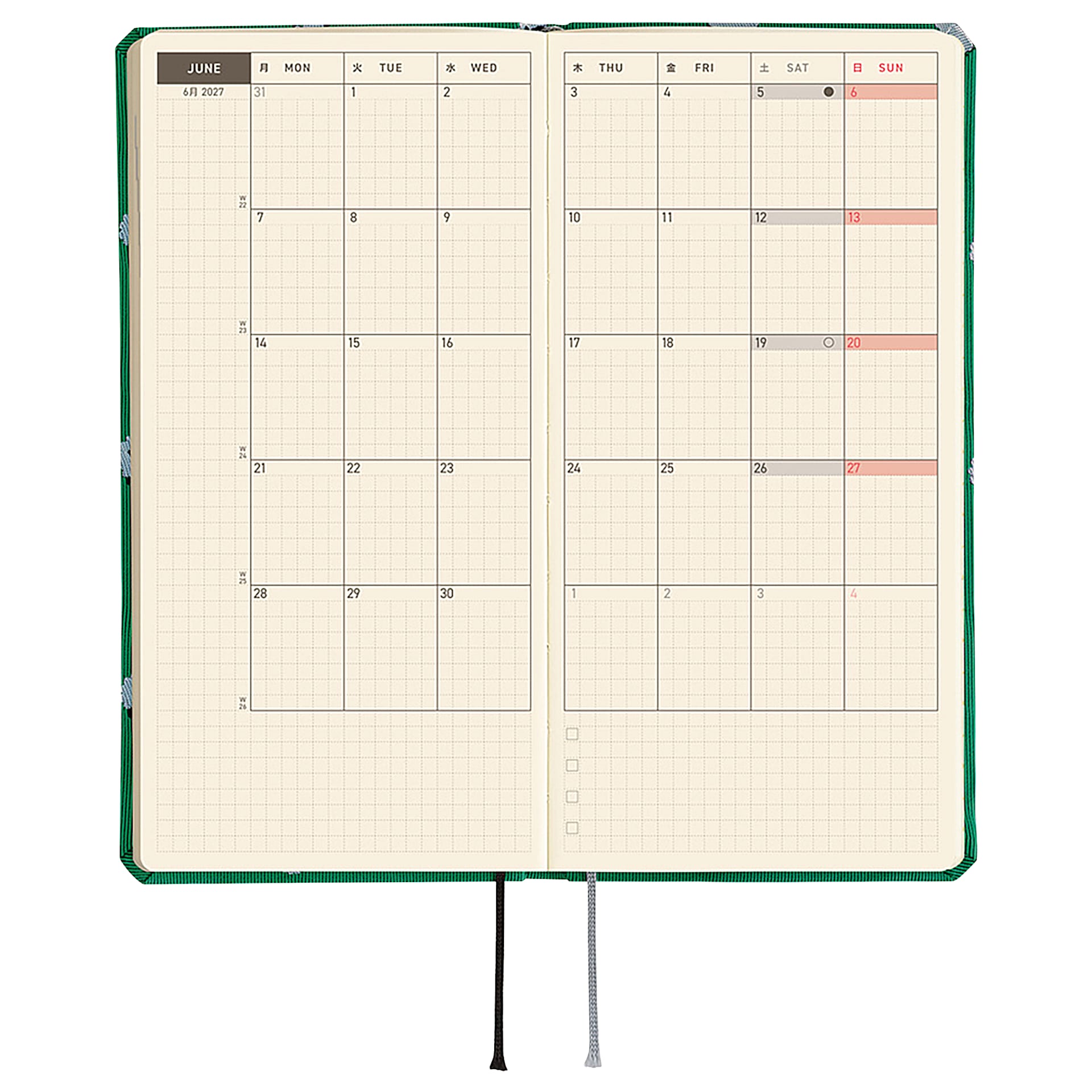 Hobonichi Techo 2027 Weeks Bow & Tie Collection Planners - 3.7" x 7.4", Sheep, monthly pages
