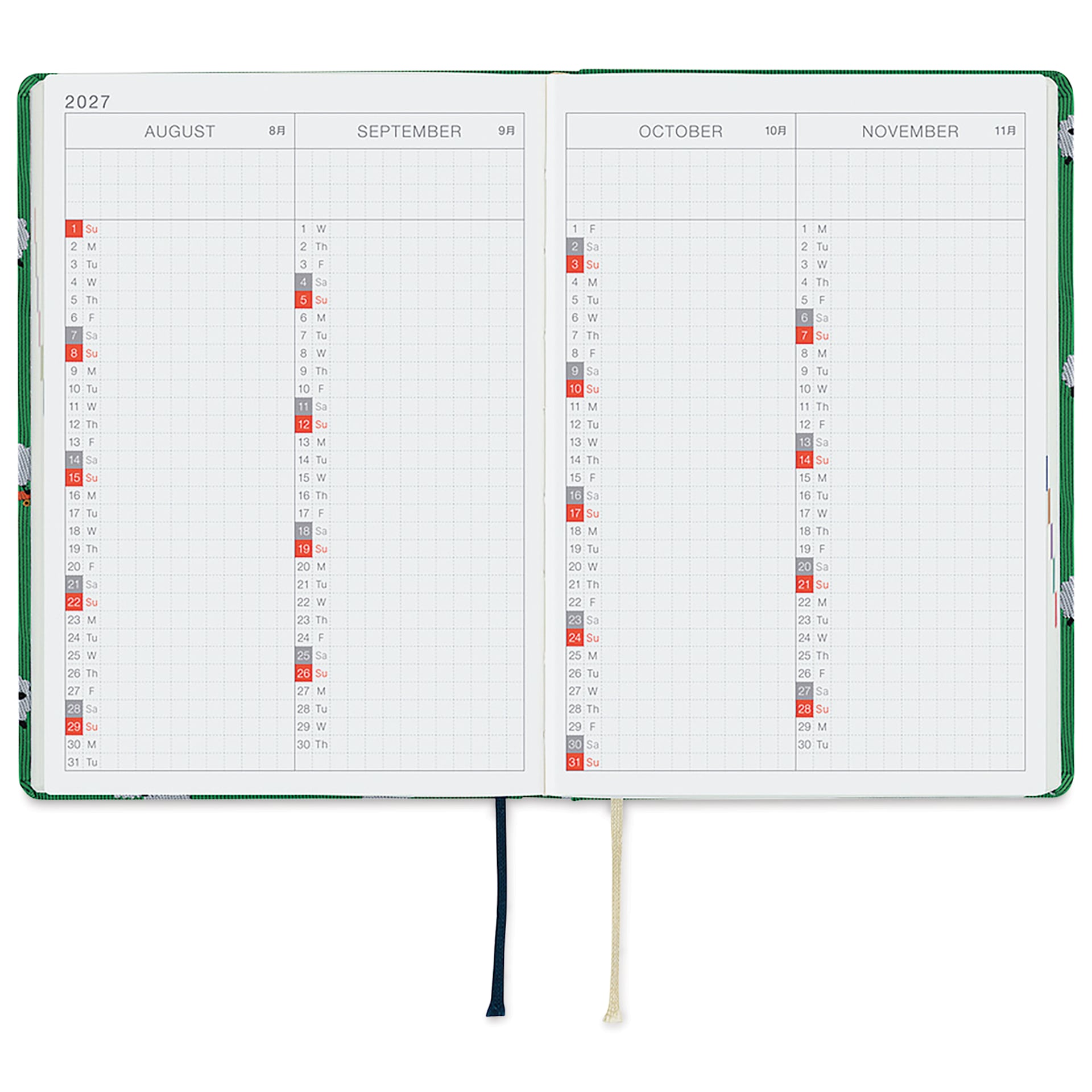 Hobonichi Techo HON 2027 Bow & Tie Collection Planners - A6, Sheep, four month view